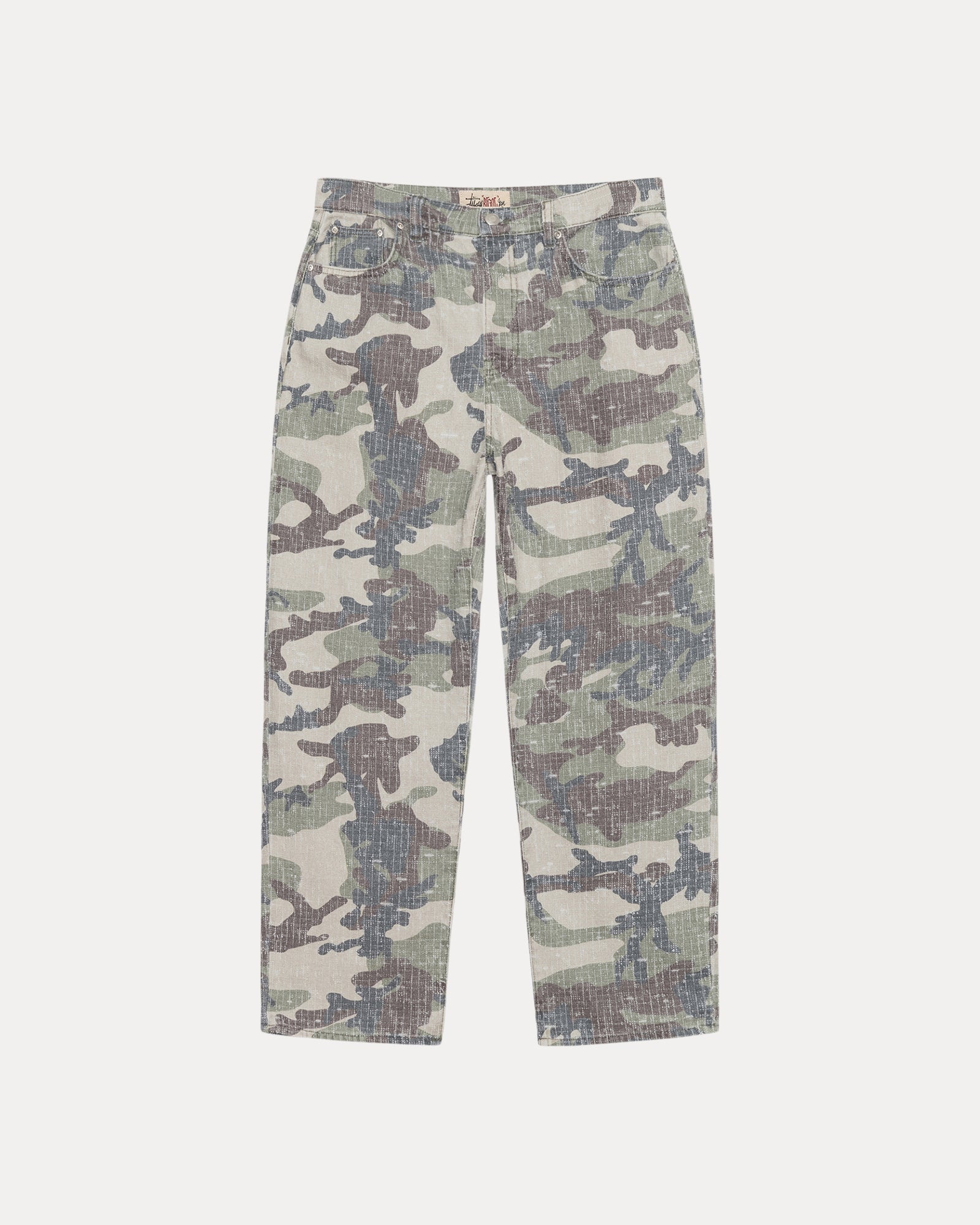 パンツ STUSSY BIG OL' JEAN NEEDLEPUNCH 28 Big Ol' Jean Camo Canvas Needlepunch in woodland camo – Stüssy