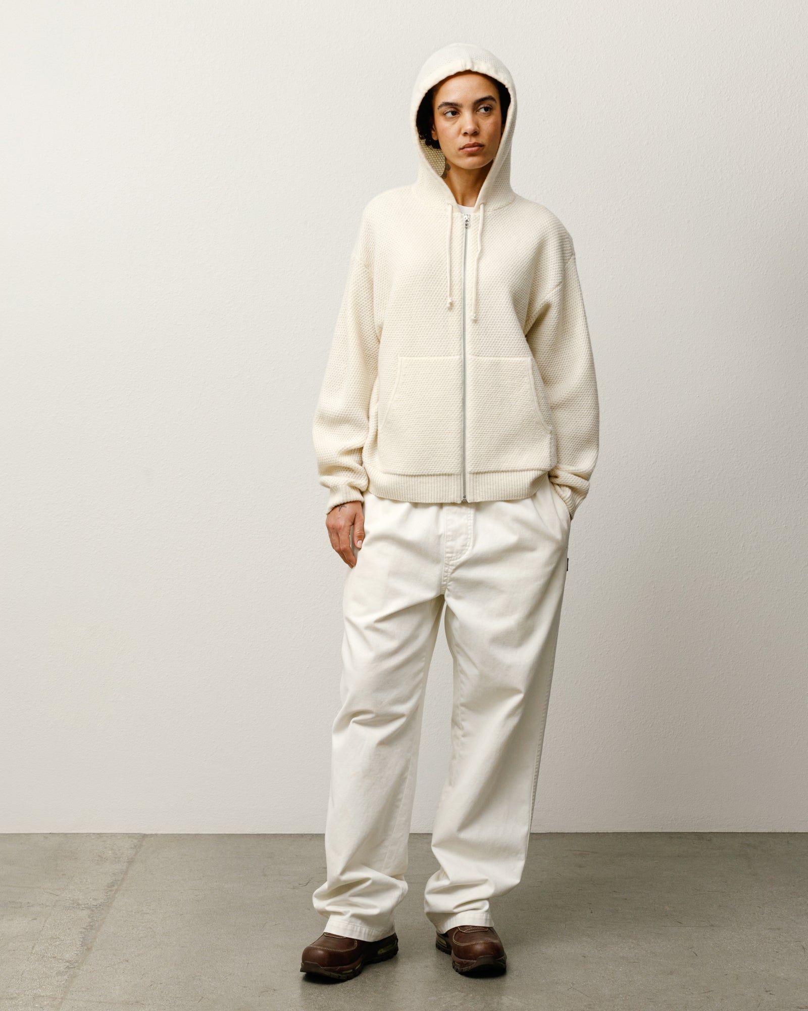 Textured Zip Hooded Sweater – Bone | Tops & Knits | Stüssy