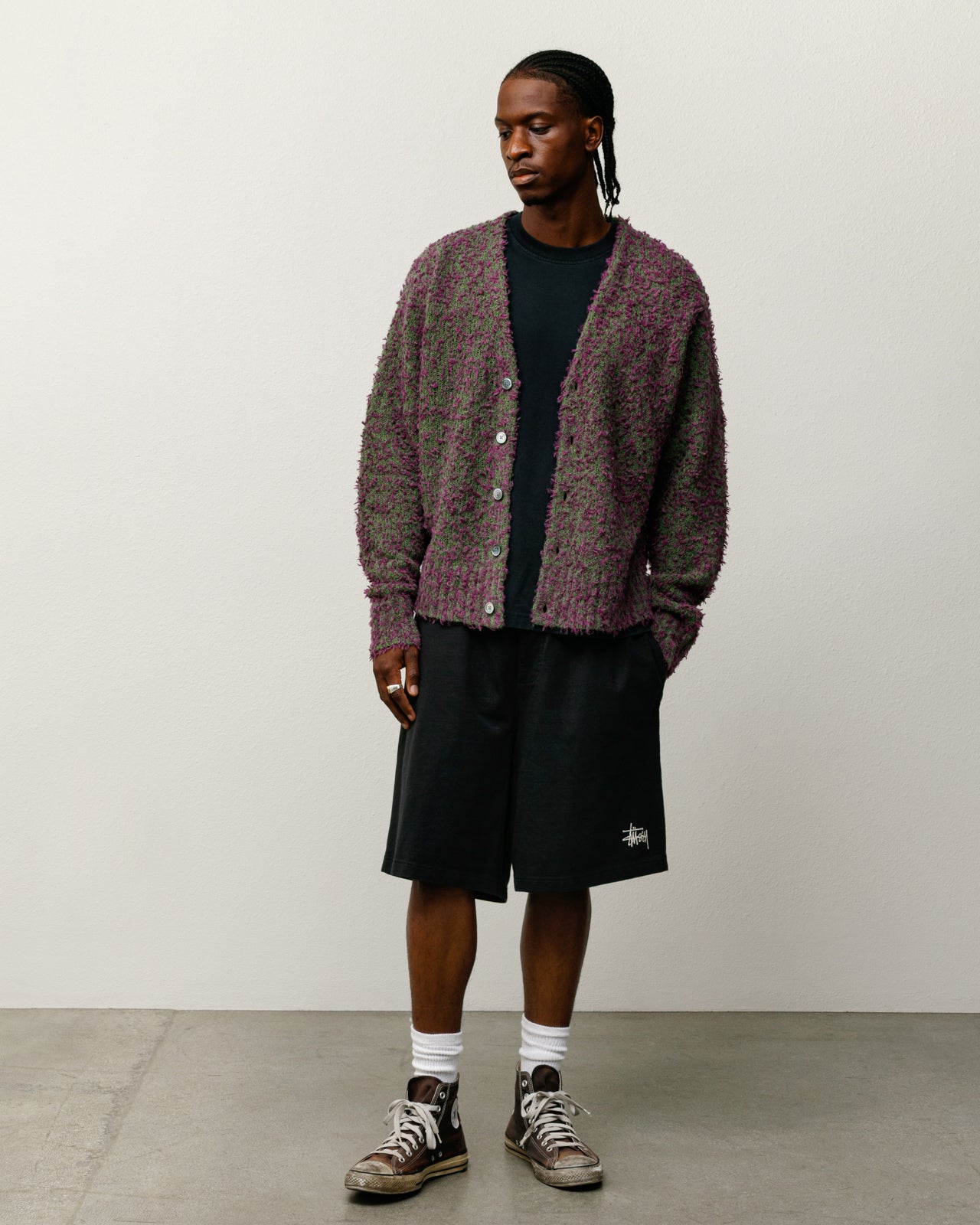 Textured Cardigan – Purple/Green | Knits | Stüssy