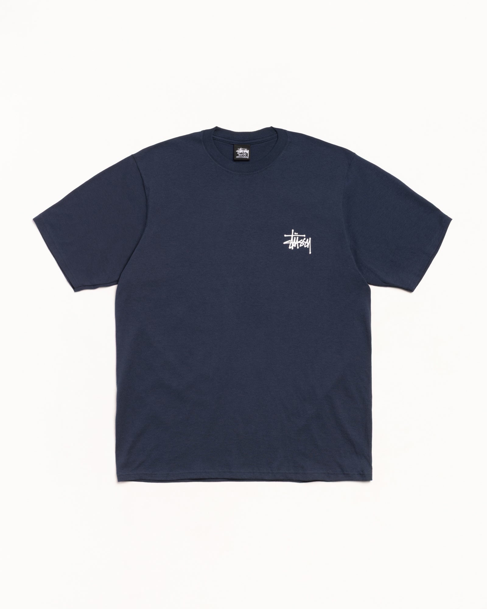 Stussy Basic Logo Tee — Pigment Dyed Navy
