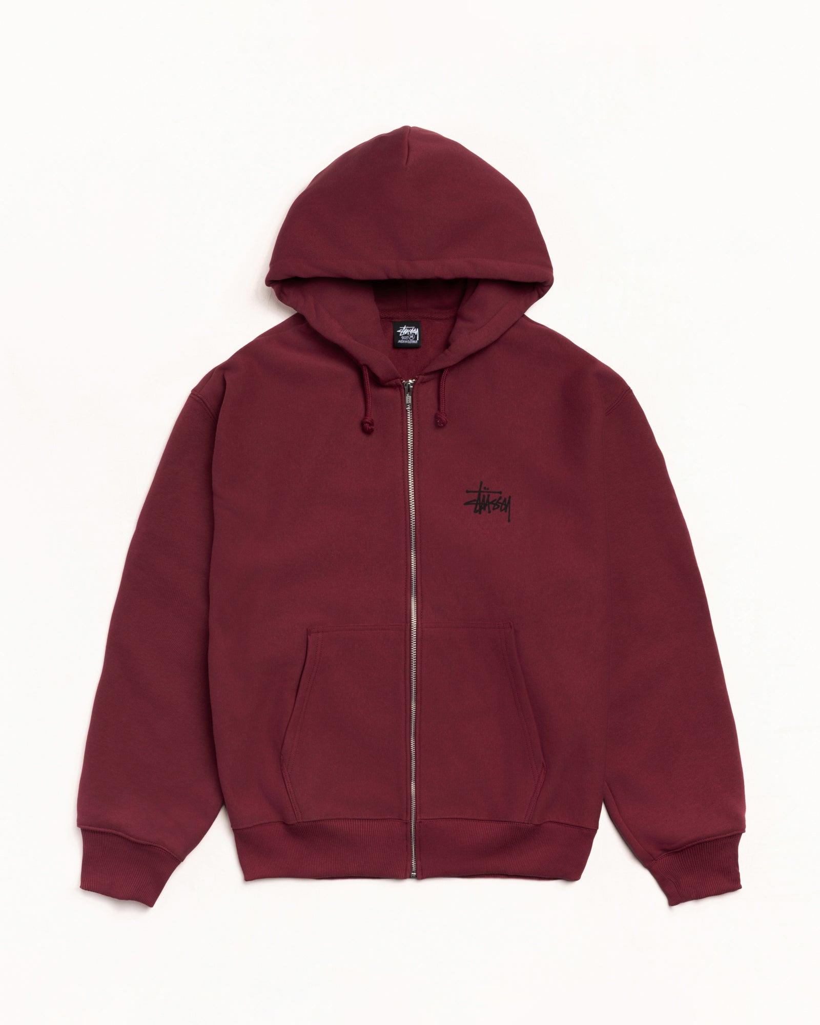 Basic Stüssy Zip Hoodie – Wine | Sweats | Stüssy