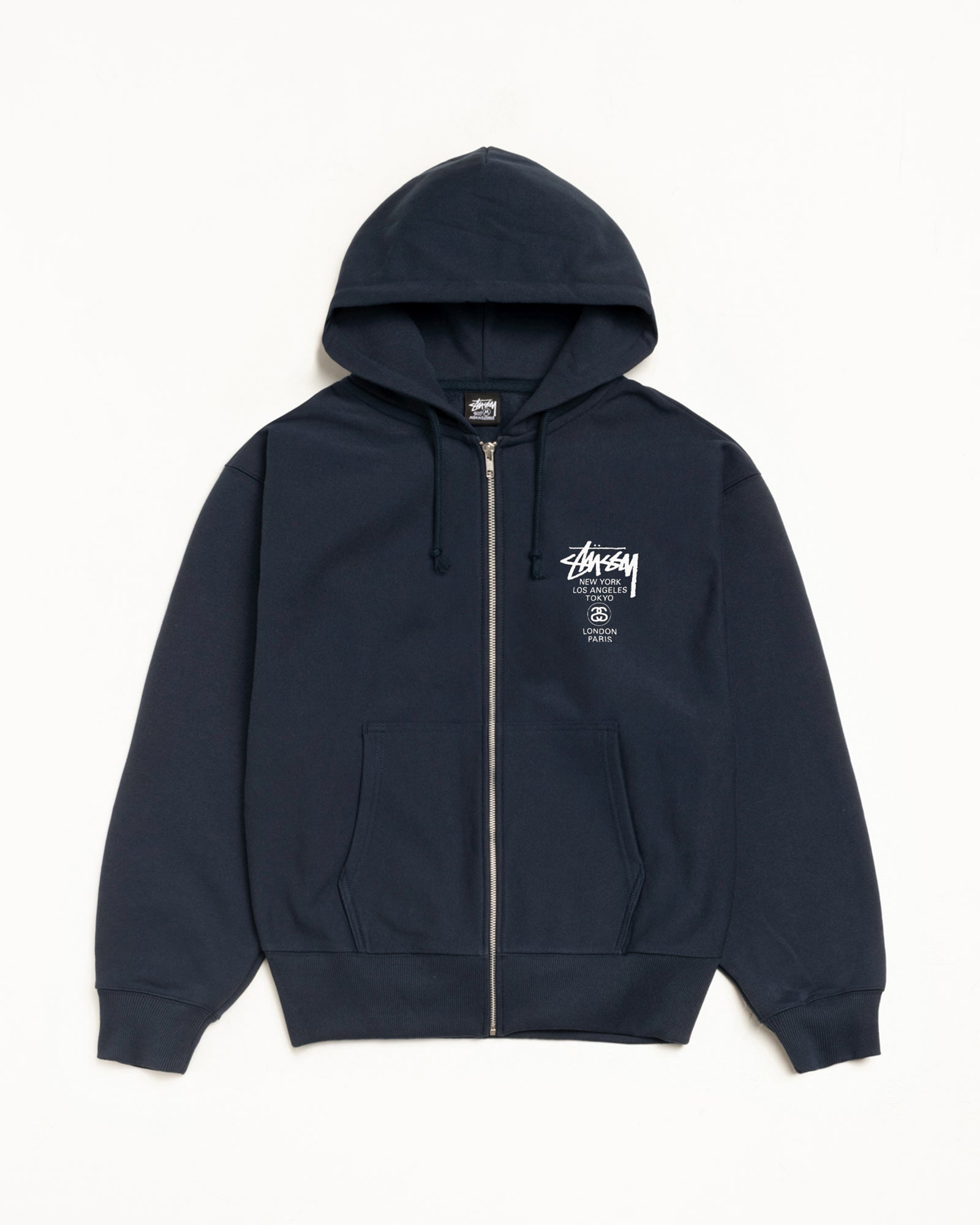 STUSSY WORLD TOUR ZIP HOOD ステューシー パーカー World Tour Zip Hoodie – Navy | Sweats | Stüssy