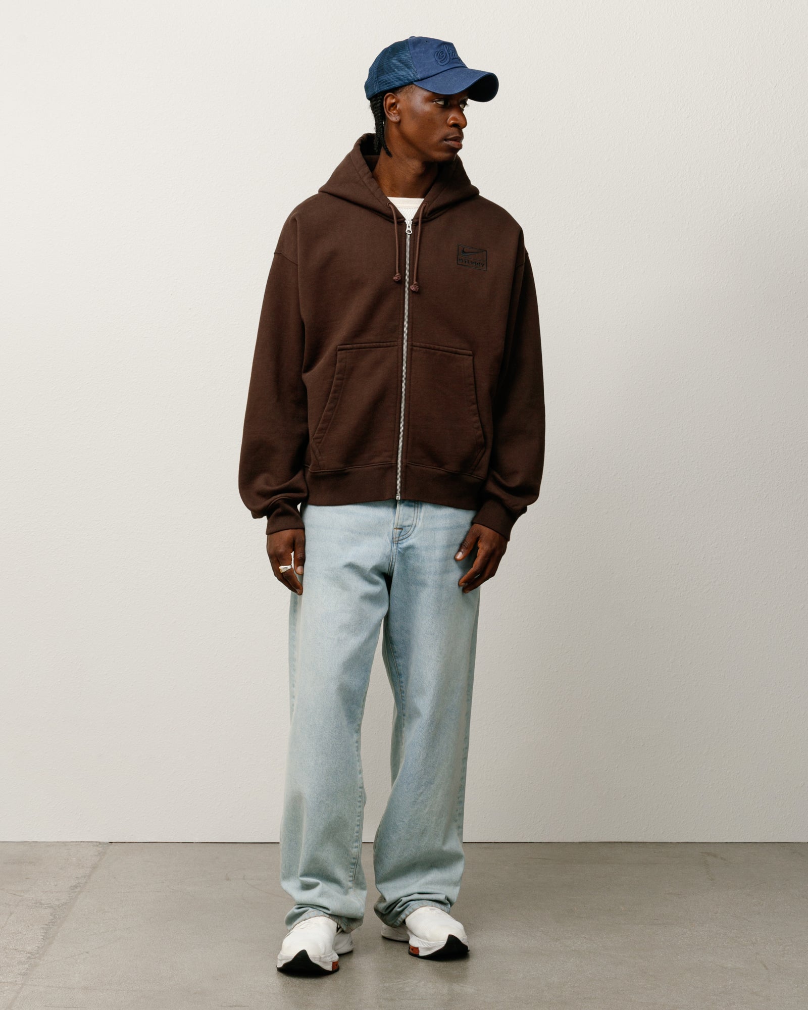 Stussy x Nike Fleece Zip Up Hoodie Brown Stussy Waffle Lined