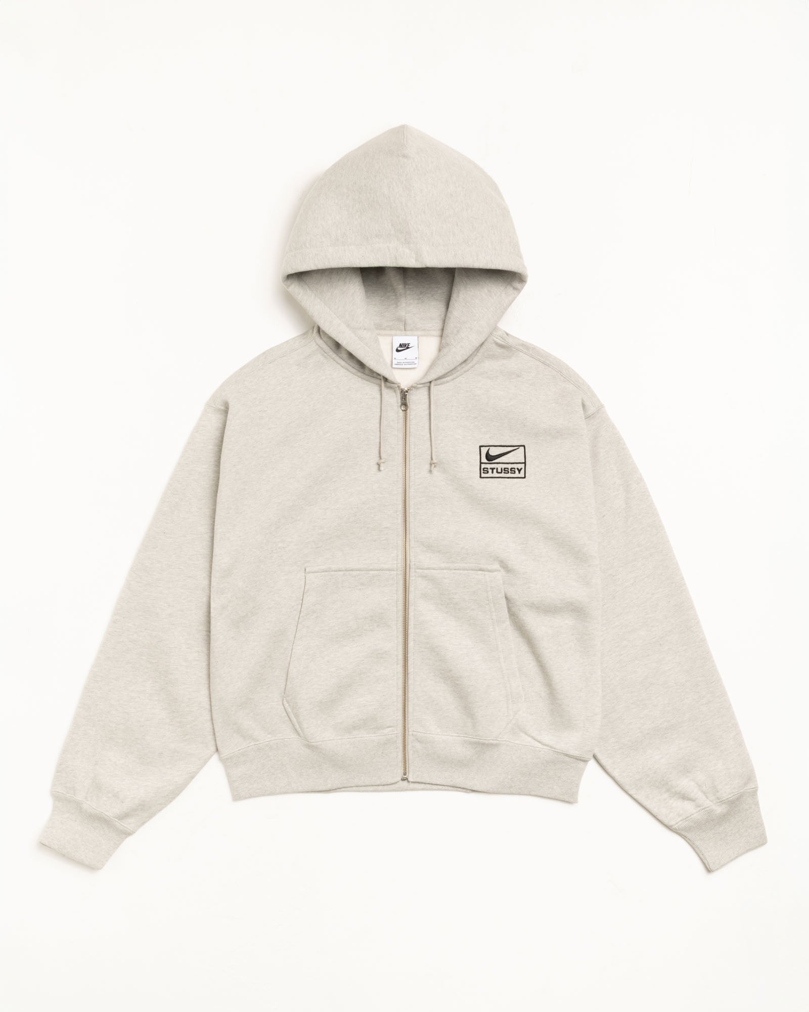 Stüssy & Nike Fleece Zip Hoodie – Grey Heather | Sweats | Stüssy