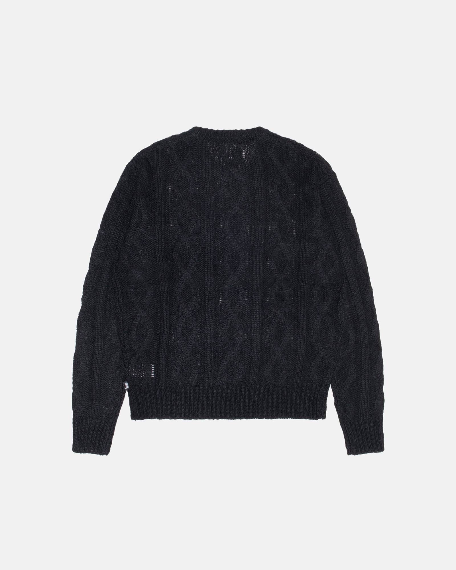 STUSSY CABLE LOOSE KNIT SWEATER BLACK KNIT