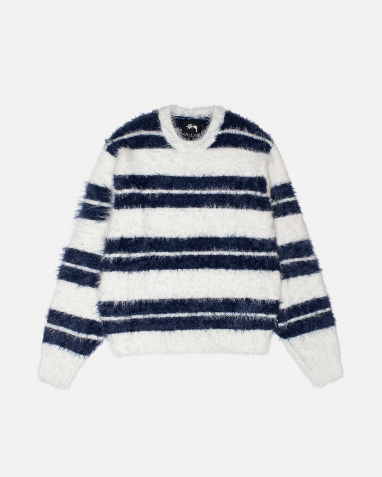Hairy Stripe Crew Sweater in ivory/navy – Stüssy