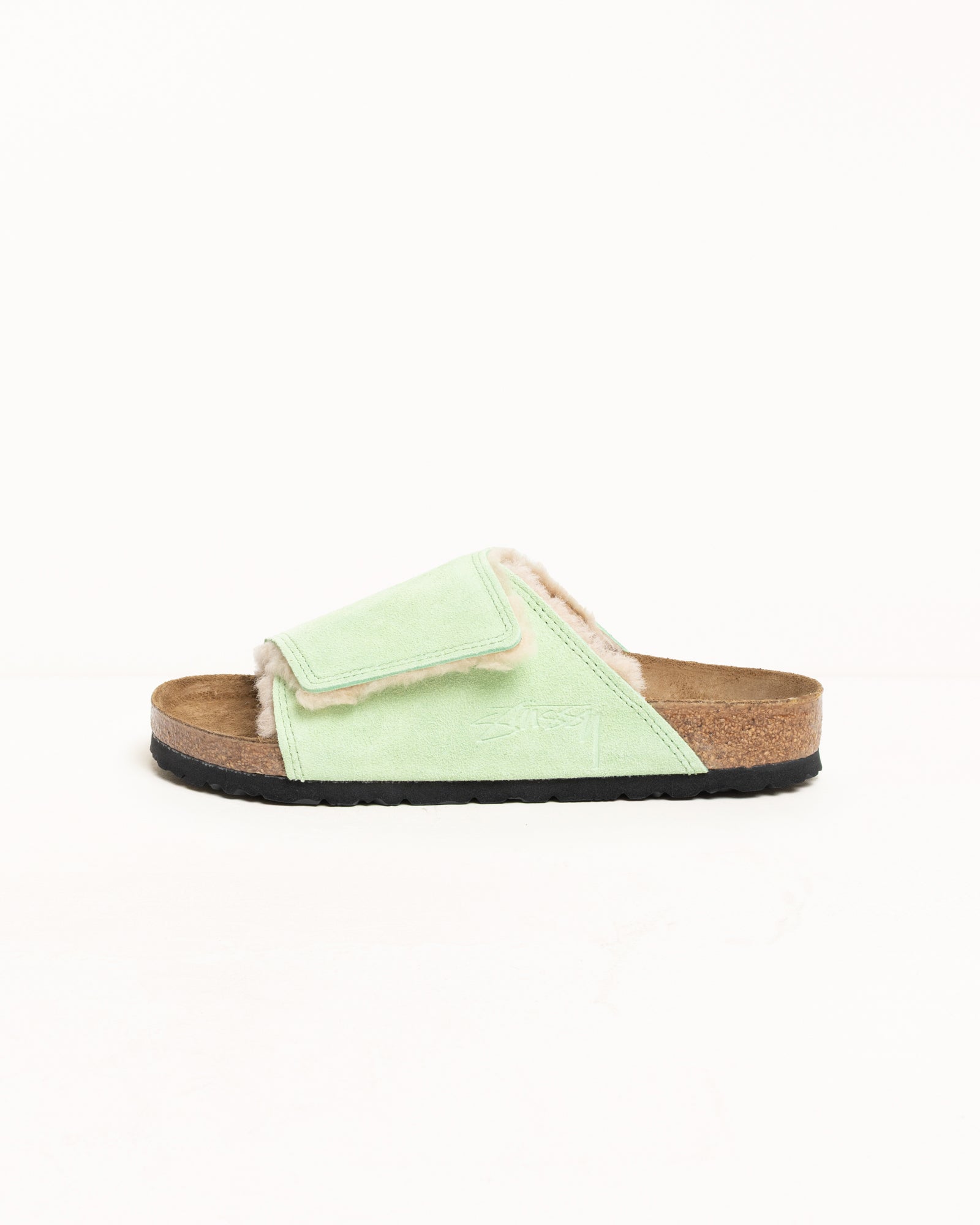 Slide Suede Shearling Stussy Accessories In Washed Green