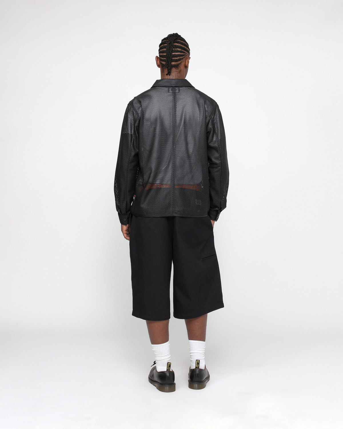 Zip Shirt Perforated Leather in black – Stüssy