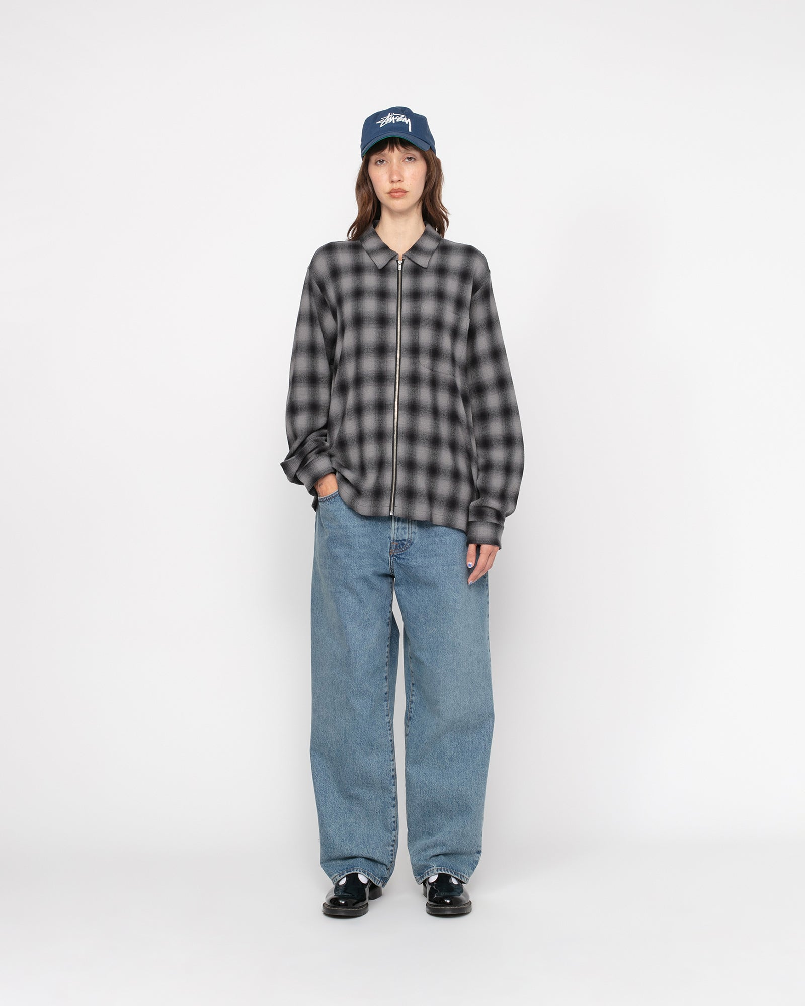 Zip Shirt Twisted Yarn Plaid in charcoal – Stüssy
