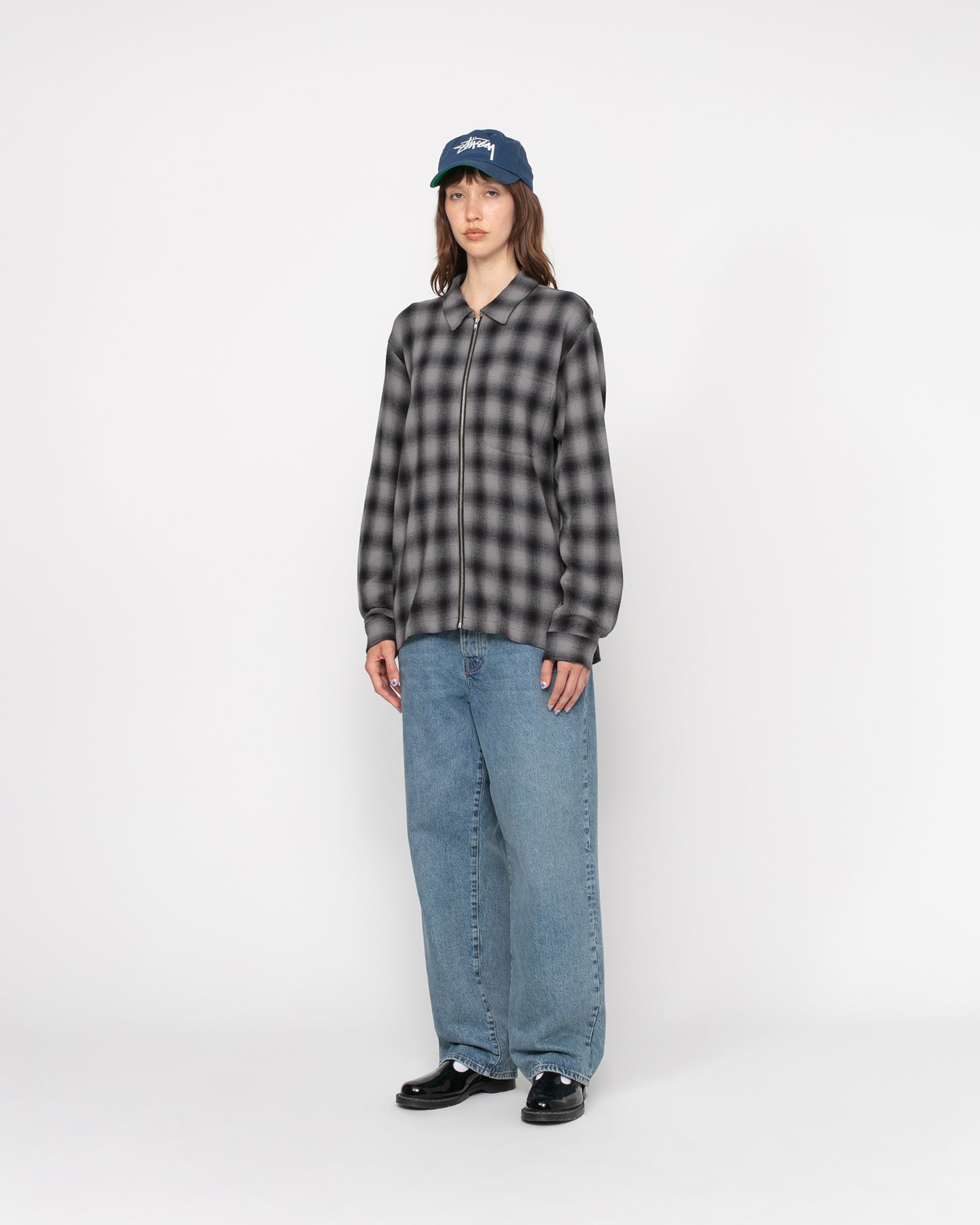 Zip Shirt Twisted Yarn Plaid in charcoal – Stüssy