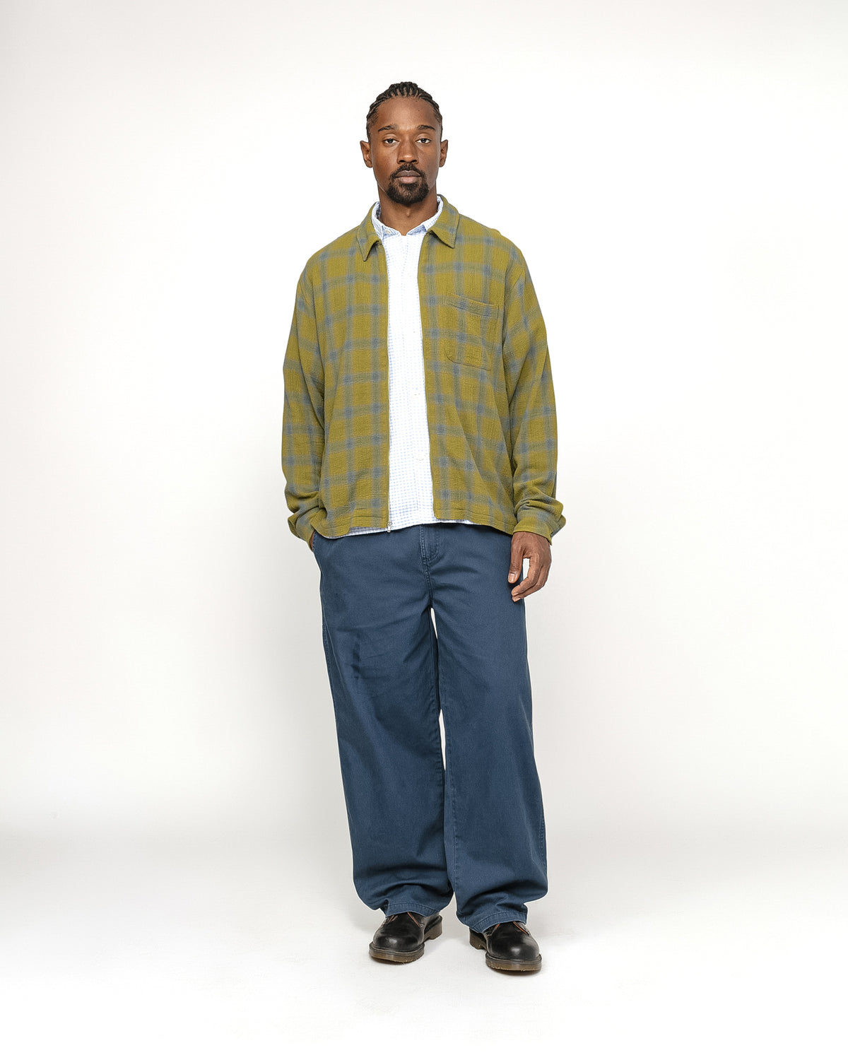 Zip Shirt Twisted Yarn Plaid in green – Stüssy