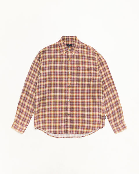 Matthew Plaid Shirt Unisex Short Sleeve In Brick