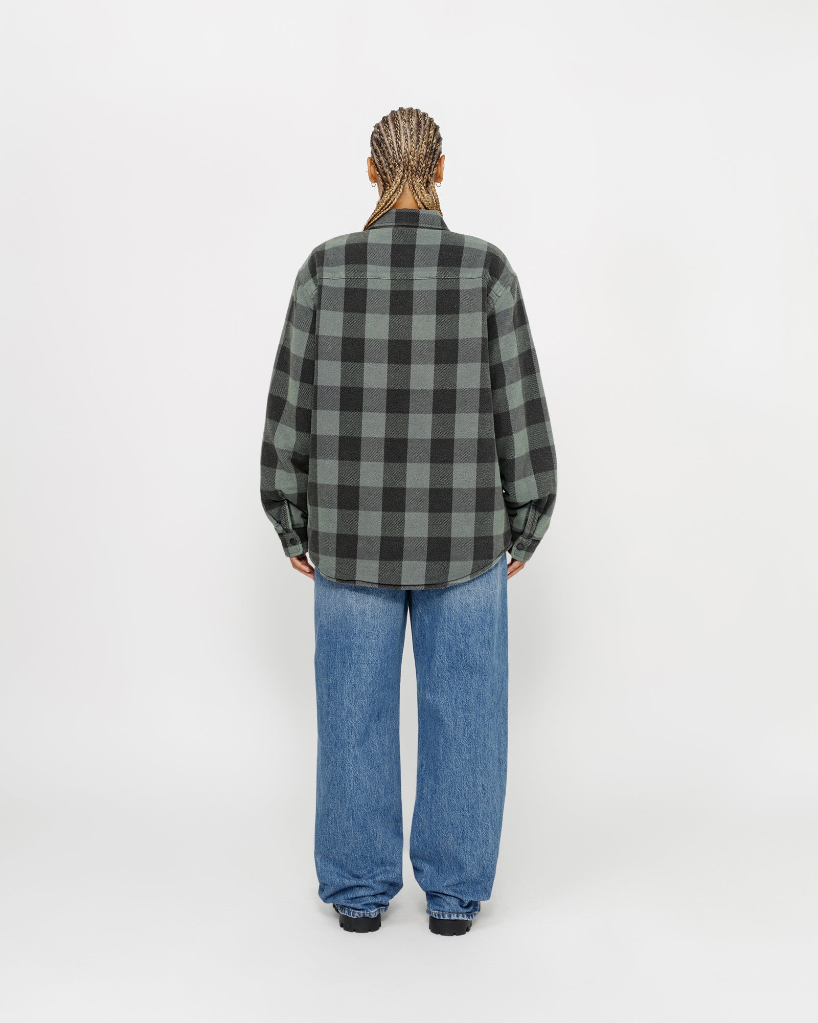 Sherpa Lined Buffalo Plaid Shirt in grey – Stüssy