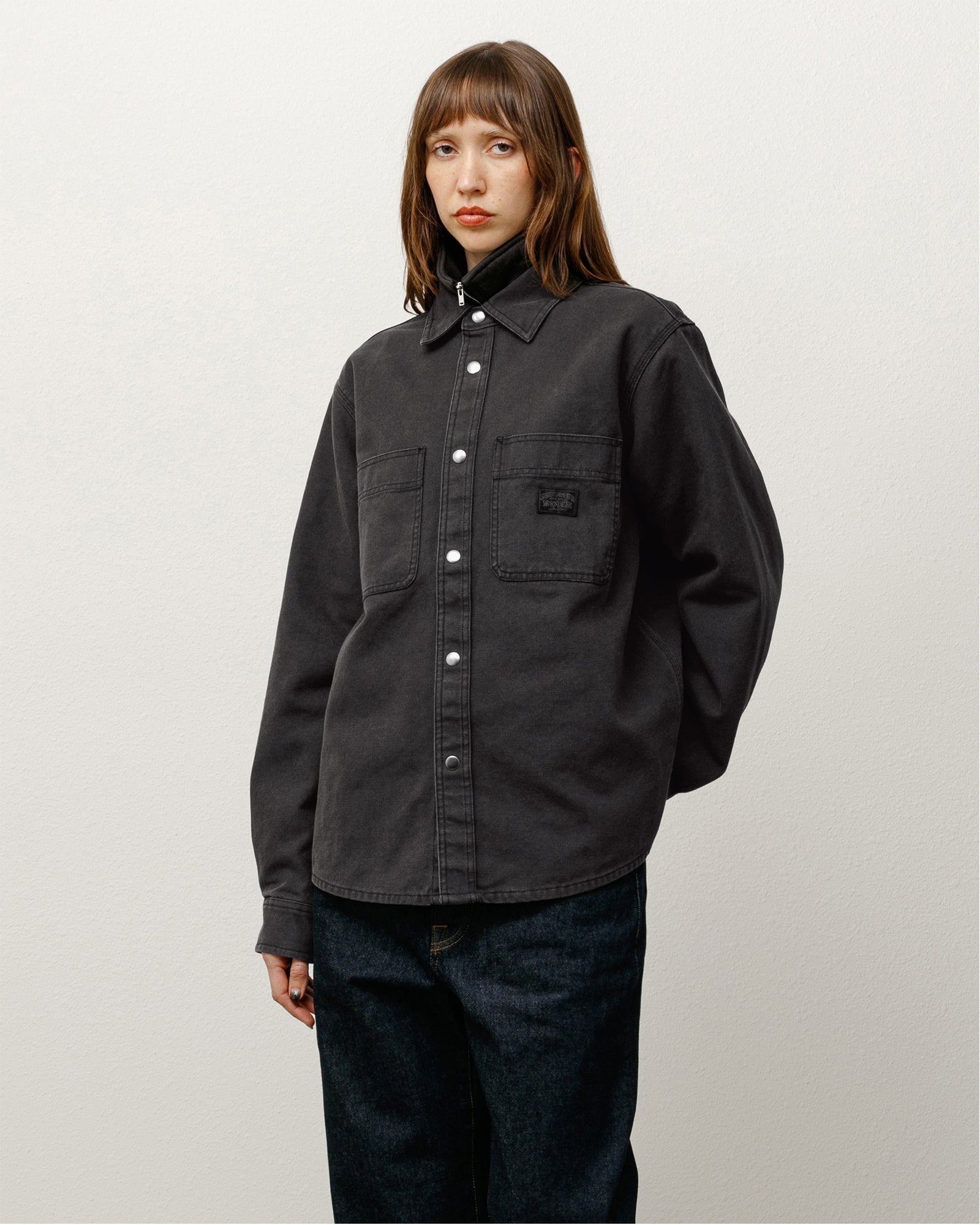 Heavy Washed Canvas Shirt – Black | Tops | Stüssy