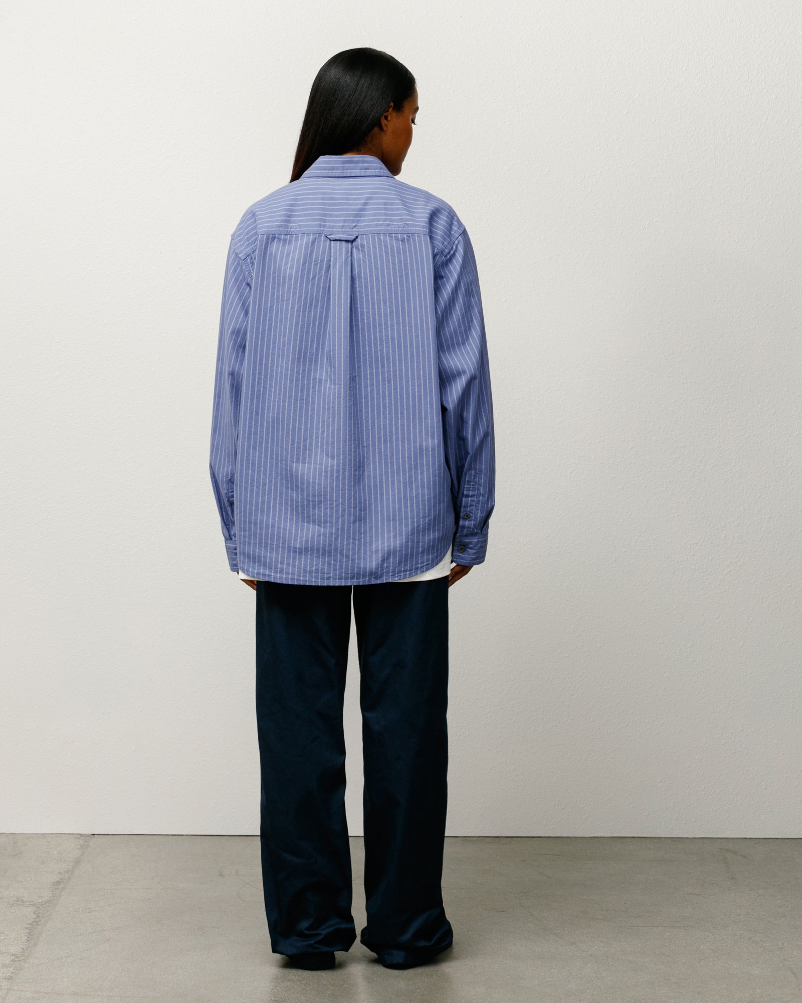 Oxford Ls Shirt Mens Long Sleeve In Blue Stripe