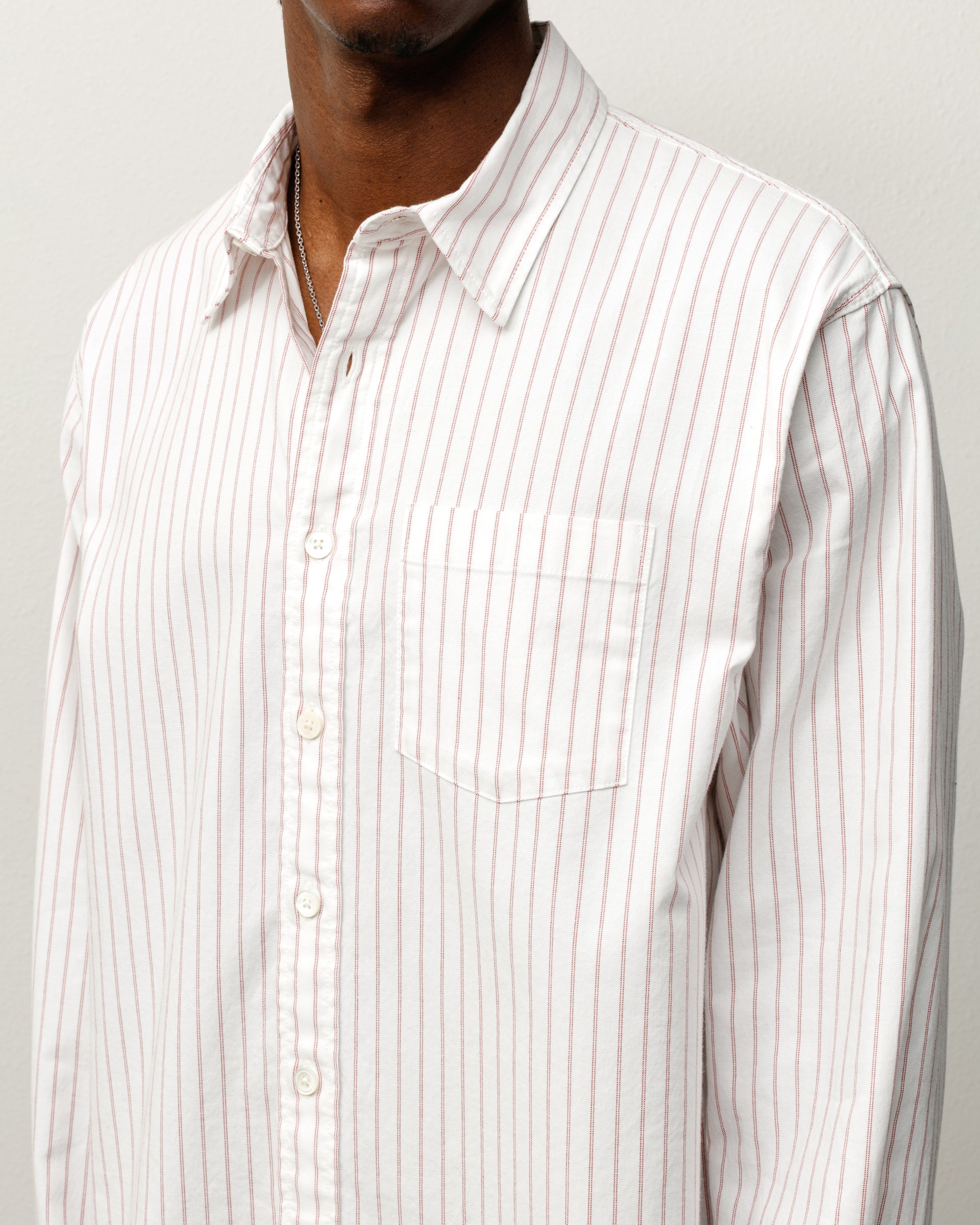 Oxford Ls Shirt Mens Long Sleeve In White Stripe