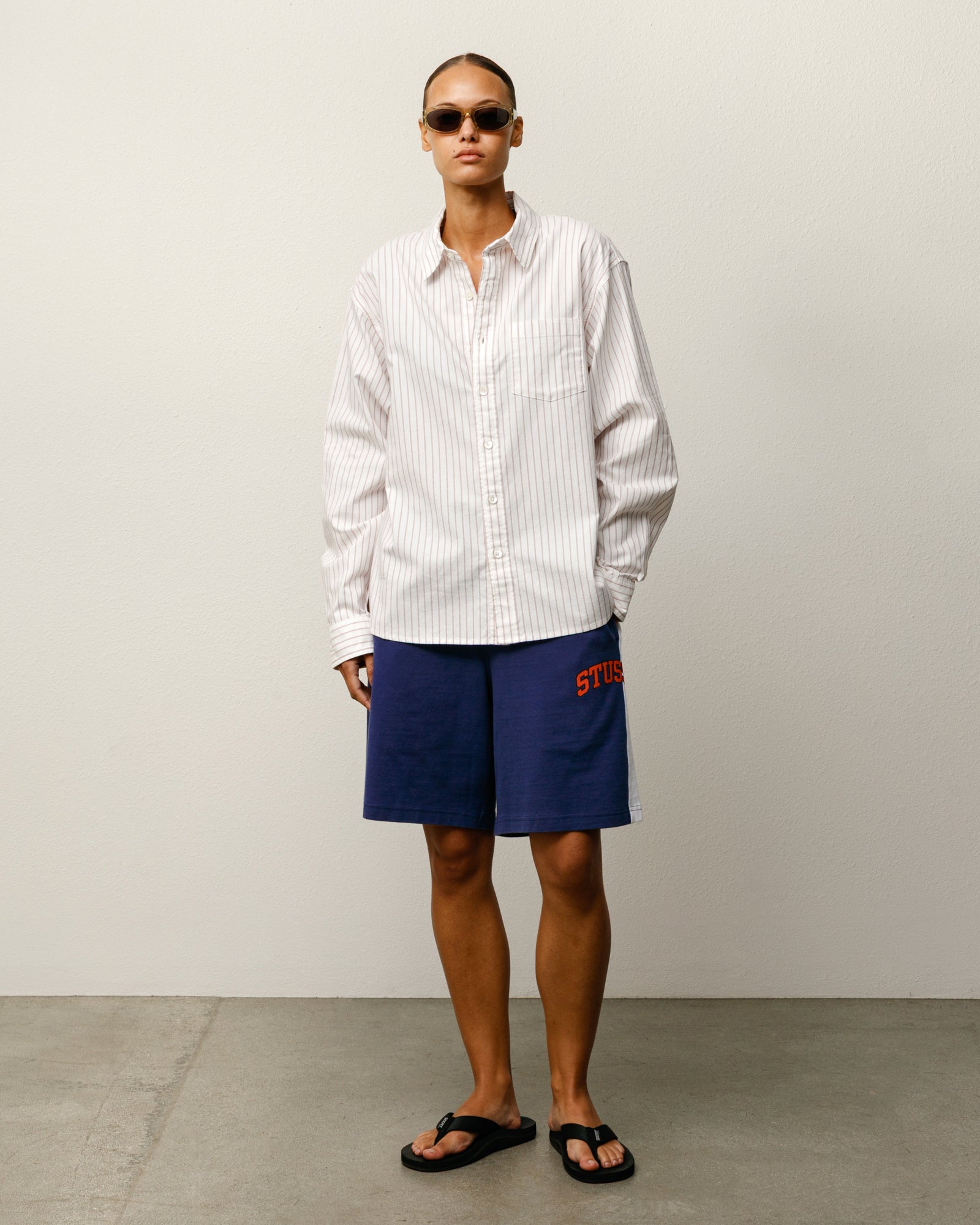 Oxford Ls Shirt Mens Long Sleeve In White Stripe