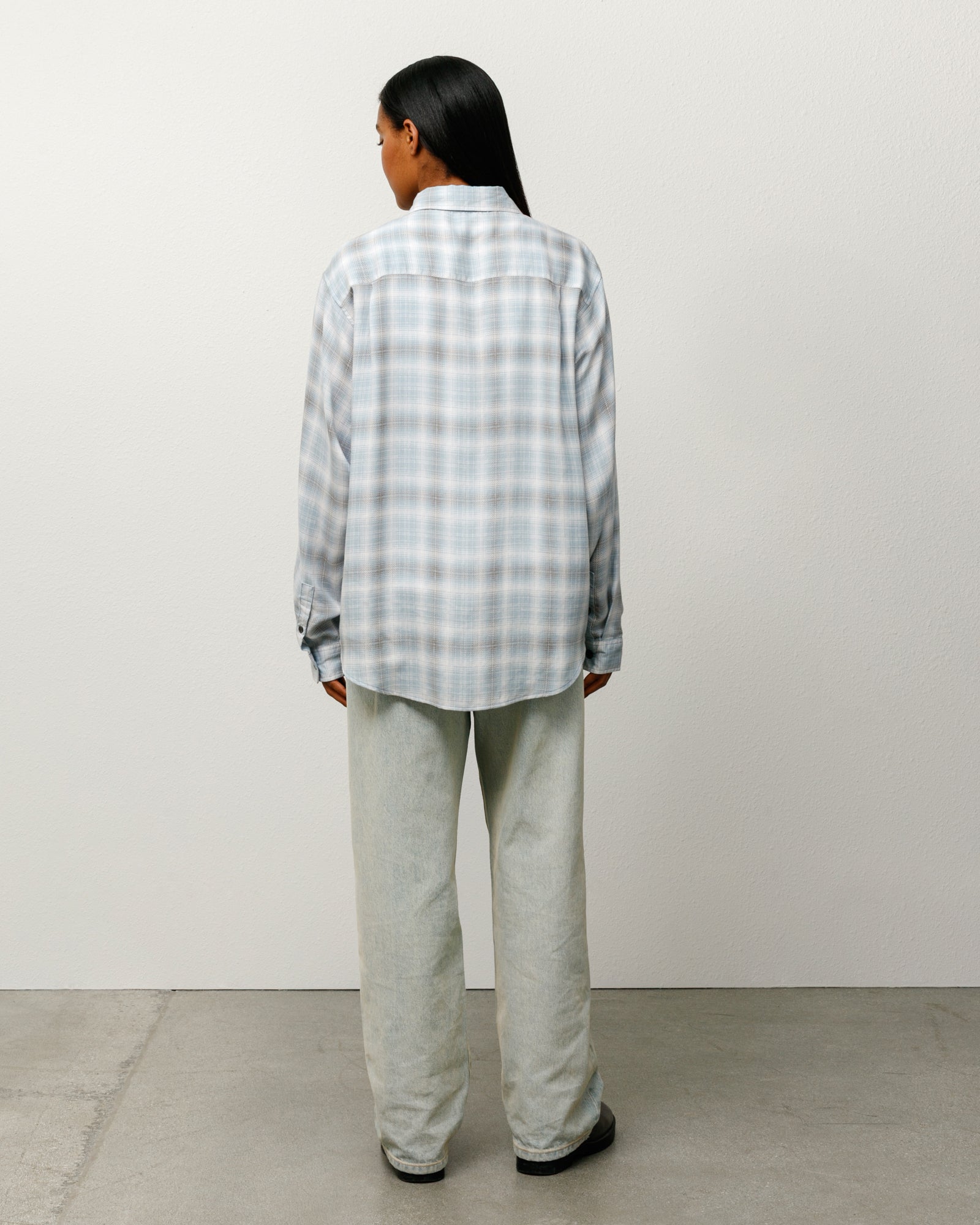 Matthew Plaid Shirt Sd Unisex Long Sleeve In Lt. Blue