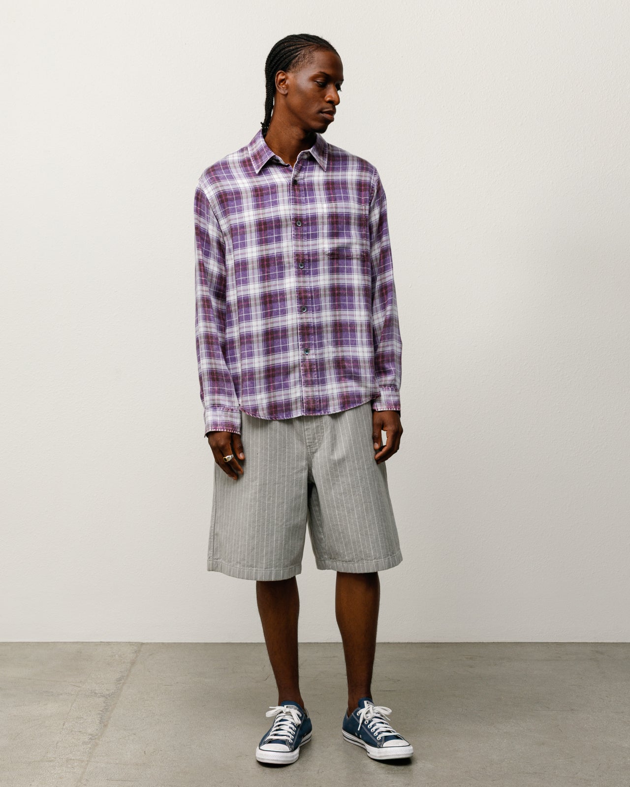 Matthew Plaid Shirt Cl Mens Long Sleeve In Lavender