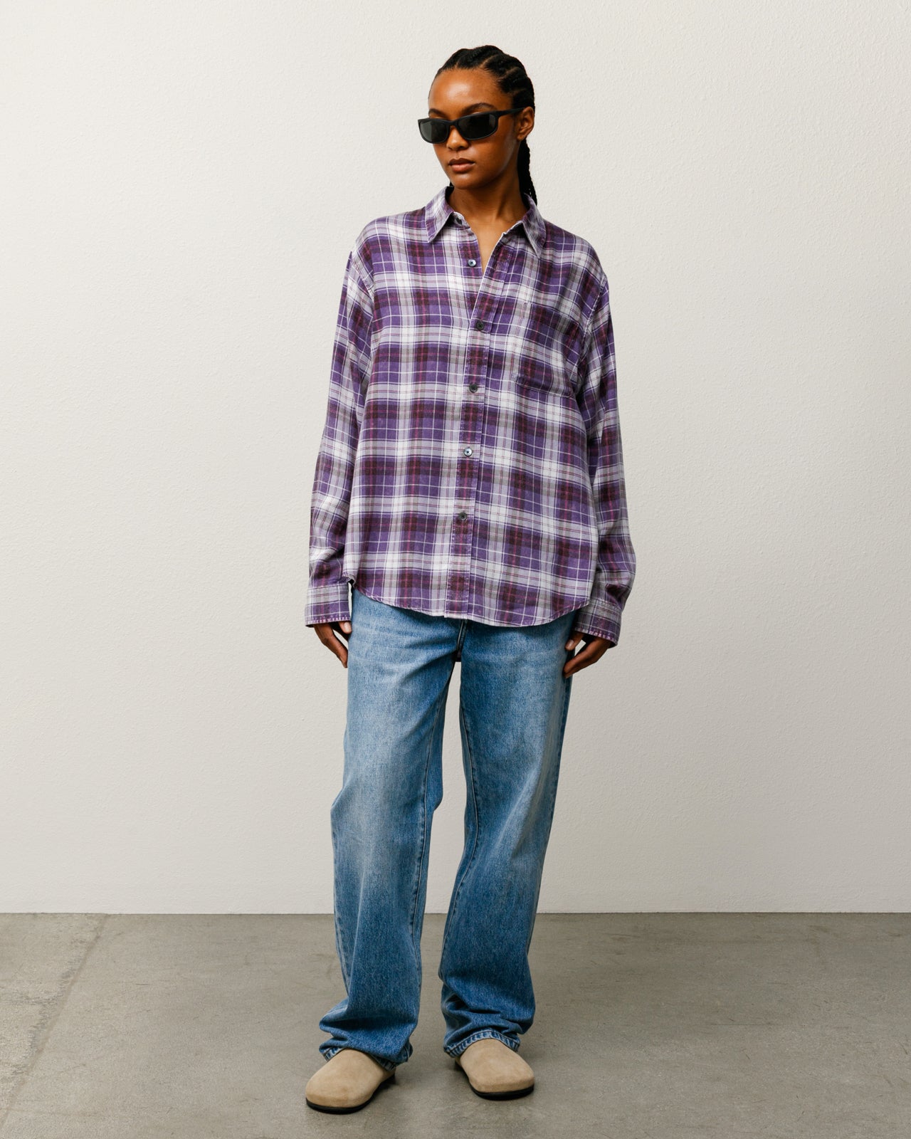 Matthew Plaid Shirt Cl Mens Long Sleeve In Lavender
