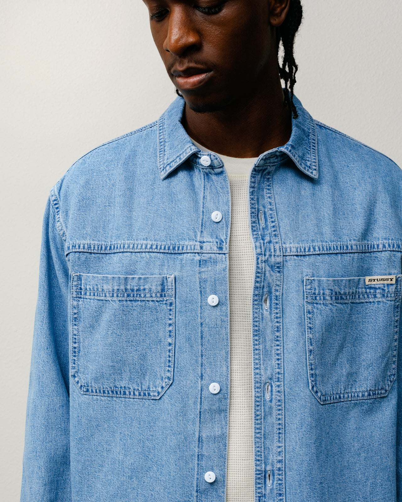 Work Denim Shirt – Light Denim | Tops & Shirts | Stüssy
