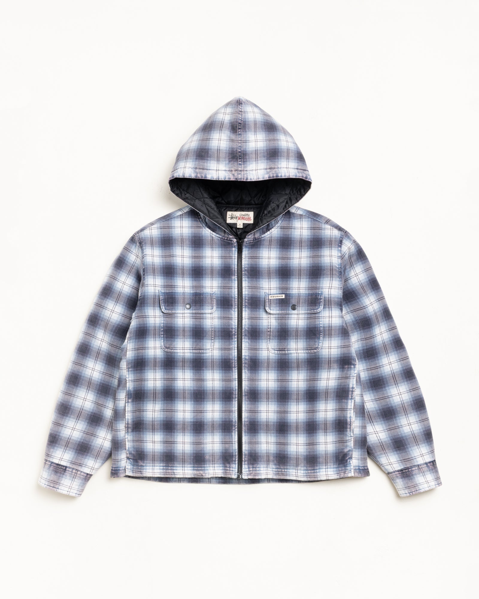 00s STUSSY ジップアップ フーデットジャケット フード チェック ネル Zip Hooded Plaid Shirt – Charcoal | Outerwear | Stüssy