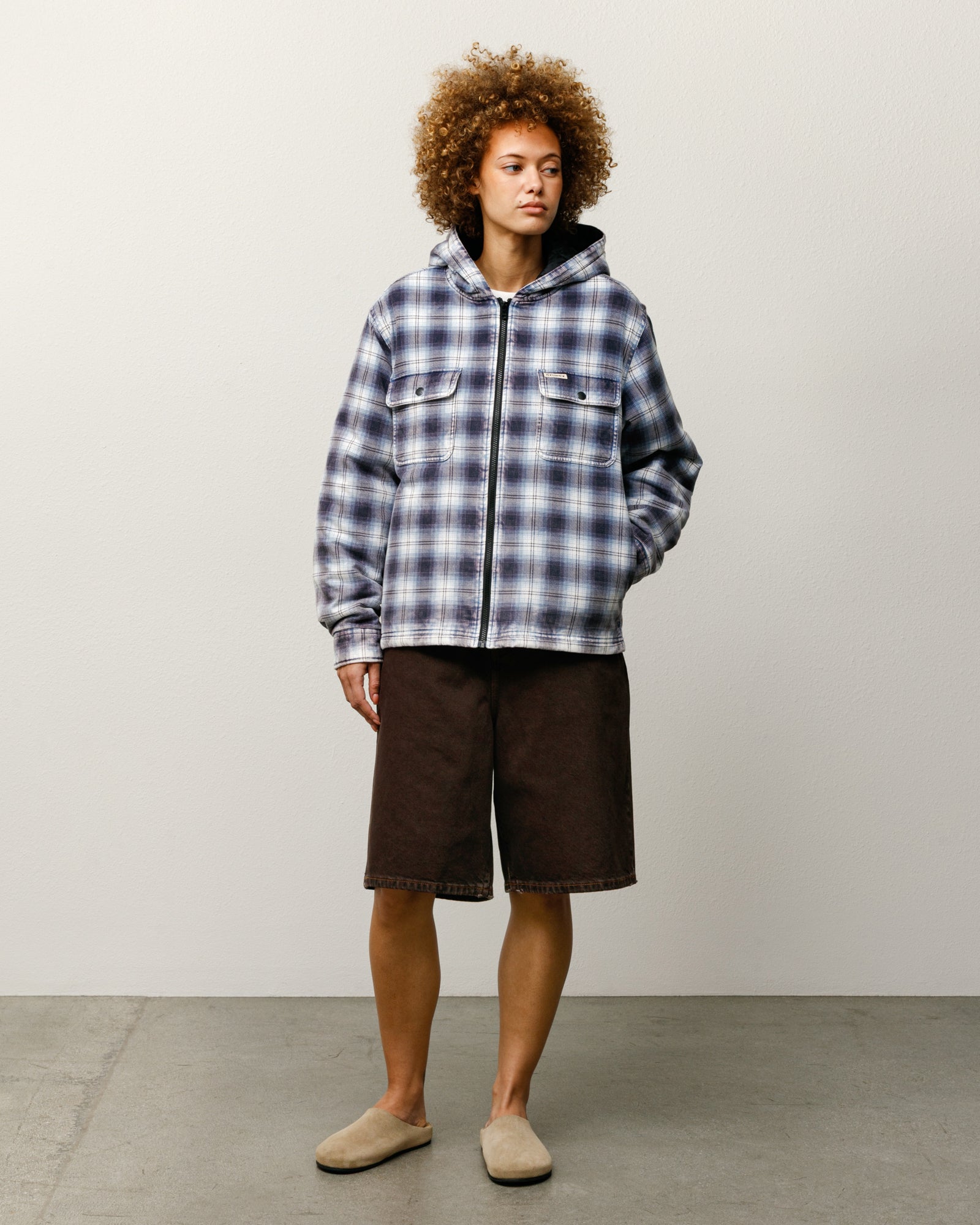 Zip Hooded Plaid Shirt – Blue | Outerwear | Stüssy Zip Hooded Plaid Shirt – Blue | Outerwear | Stüssy