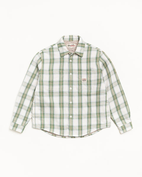 Lau Plaid Shirt Jacket Mens Long Sleeve In Off White