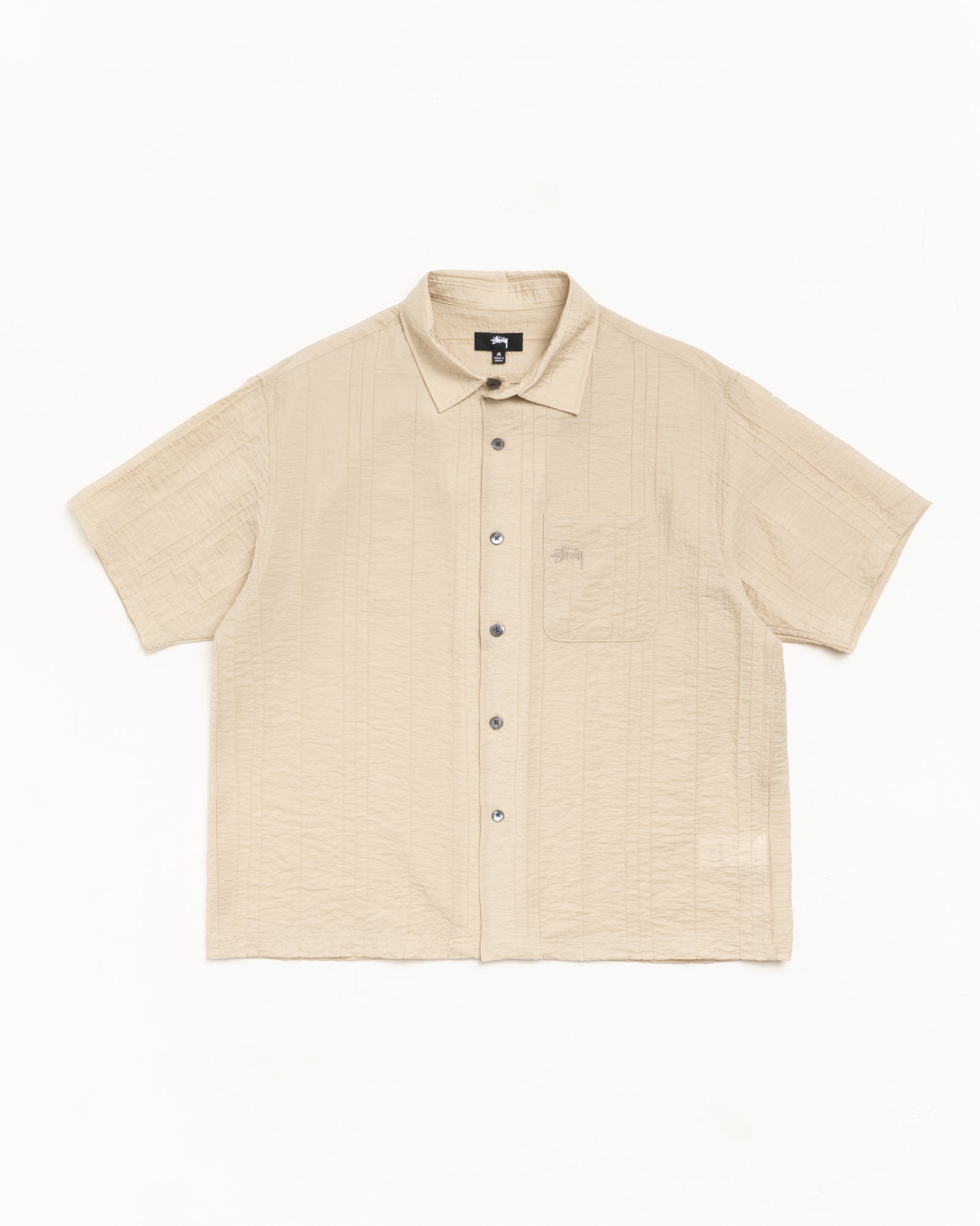 Pleated Textured Shirt – Tan | Tops & Shirts | Stüssy