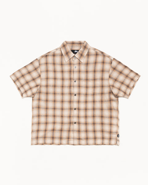 Liam Ss Plaid Shirt Mens Short Sleeve In Brown