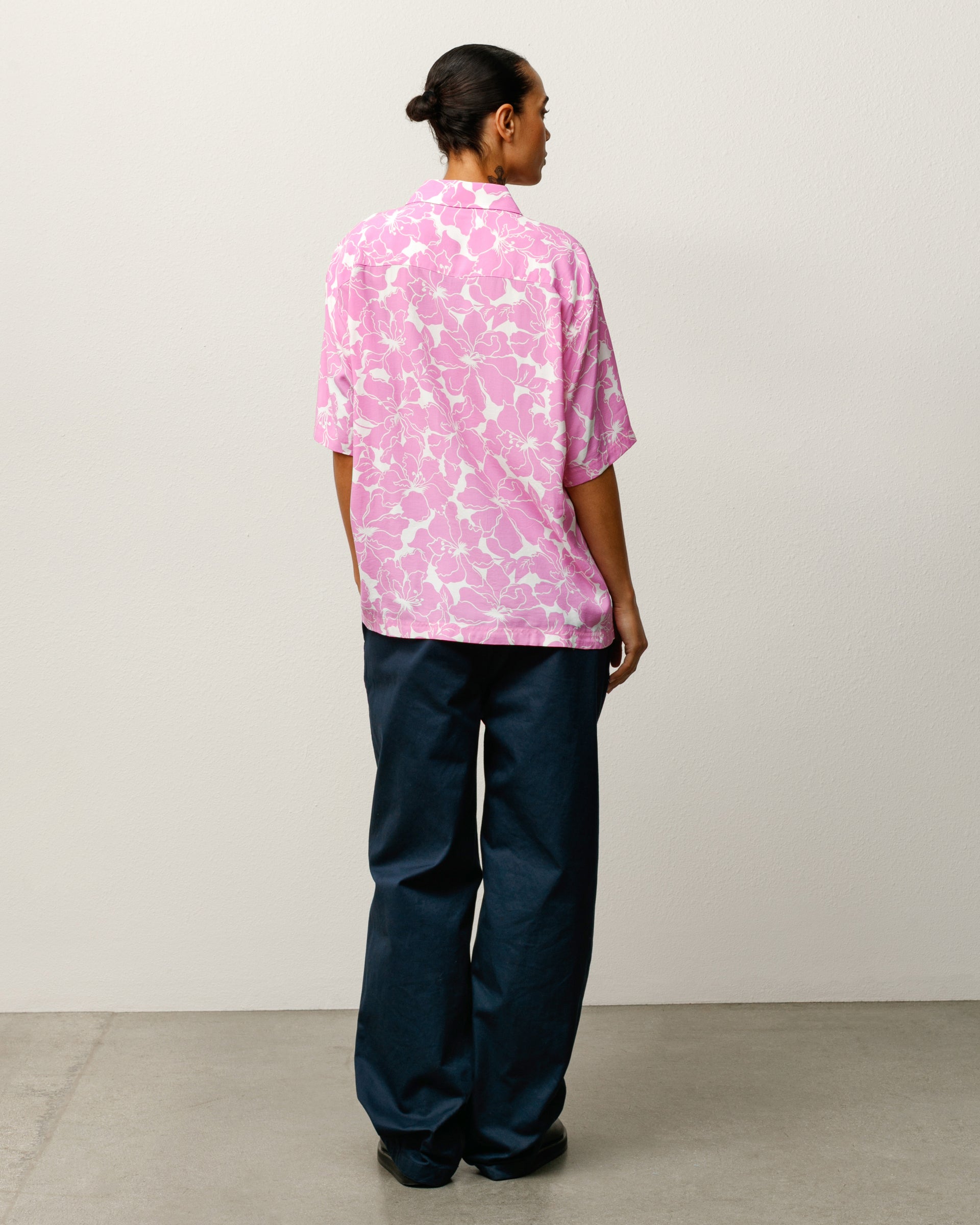 Floral Hawaiian Shirt Mens Short Sleeve In Pink
