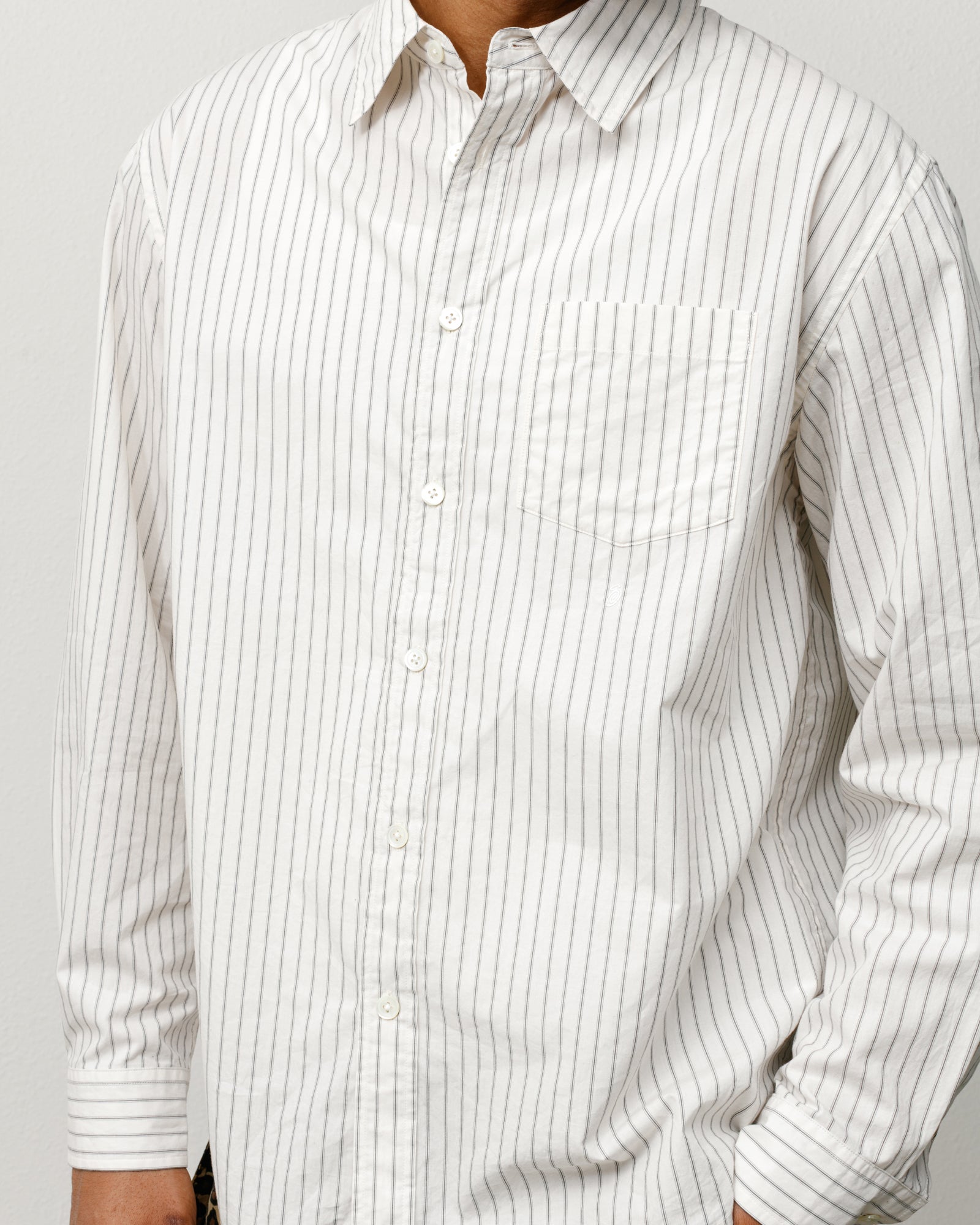 Standard LS Shirt in Natural Stripe, Unisex Long Sleeve