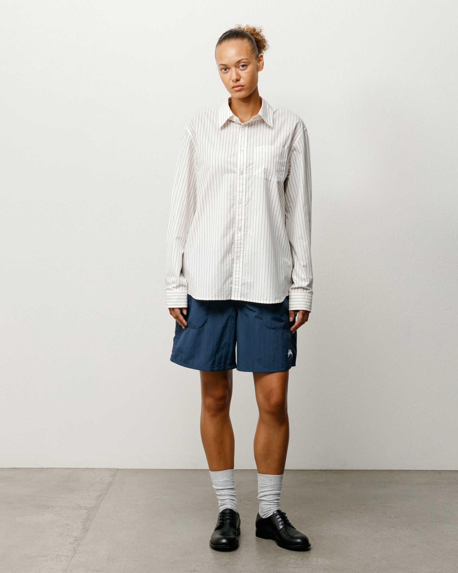 Standard LS Shirt Unisex Long Sleeve in Natural Stripe