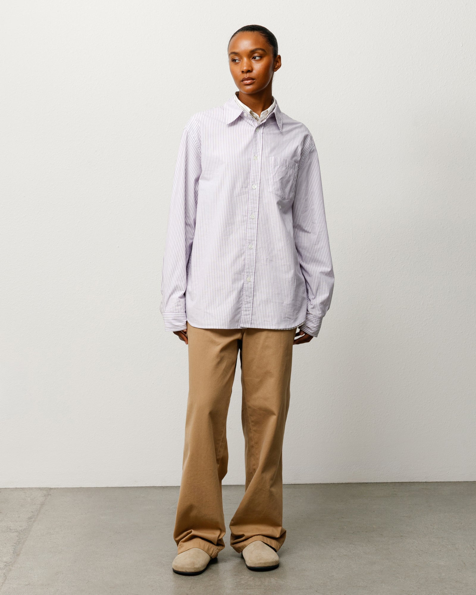 Standard Shirt Unisex Long Sleeve in Purple Stripe
