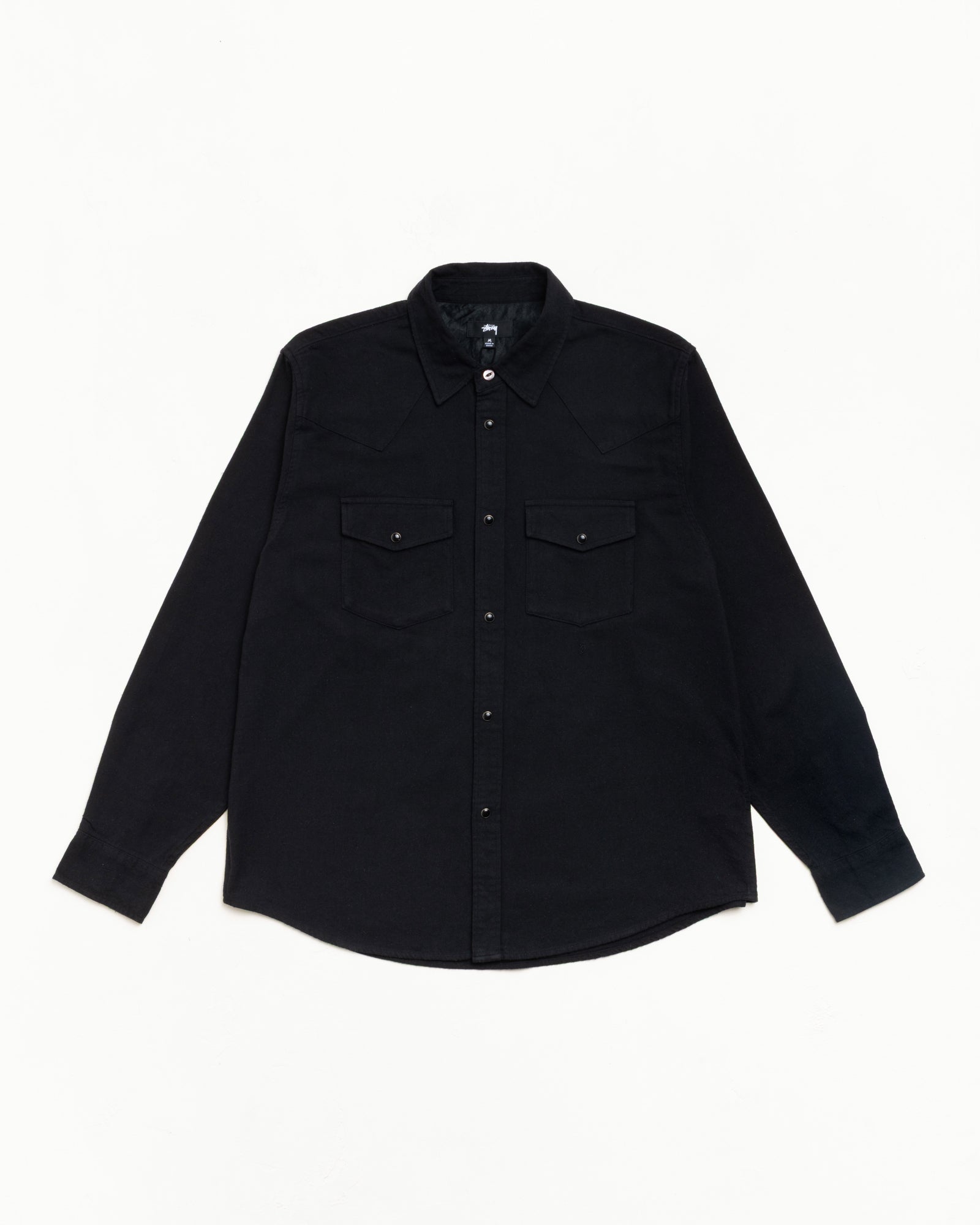 Cotton Silk Western Shirt in Black