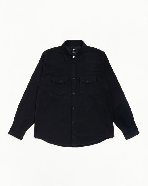 Cotton Silk Western Shirt in Black