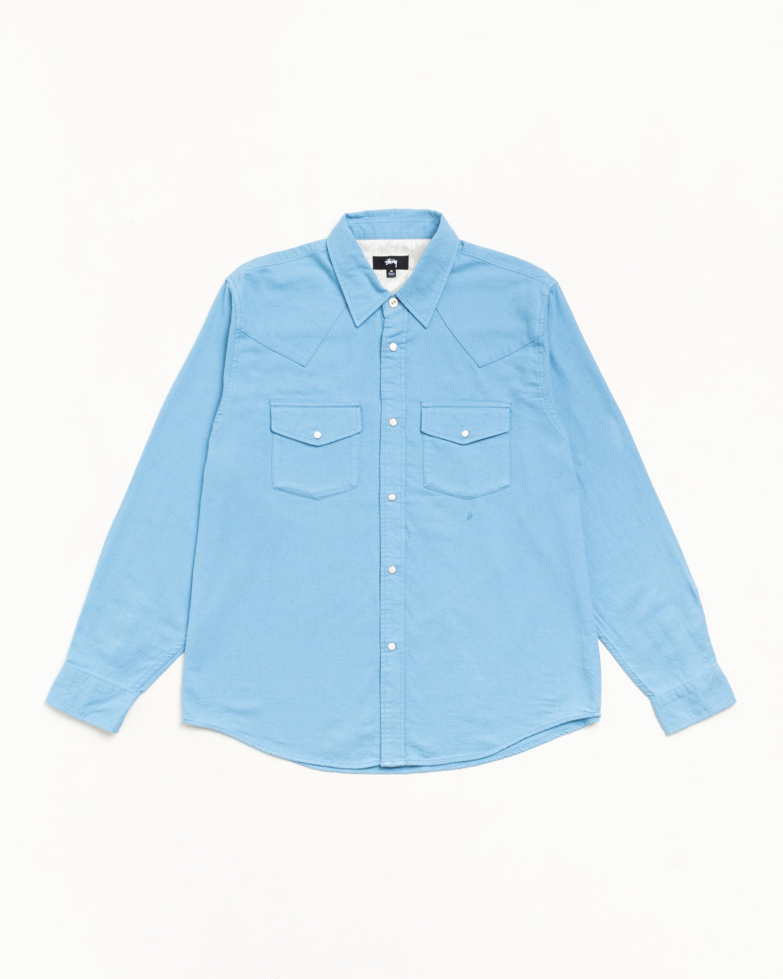 Cotton Silk Western Shirt in Blue