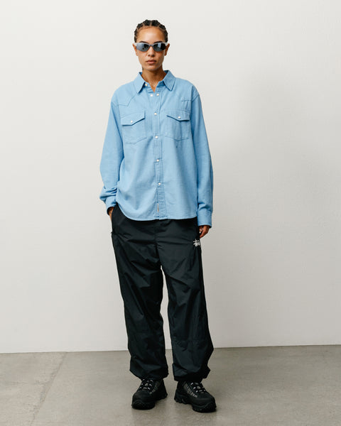 Cotton Silk Western Shirt in Blue