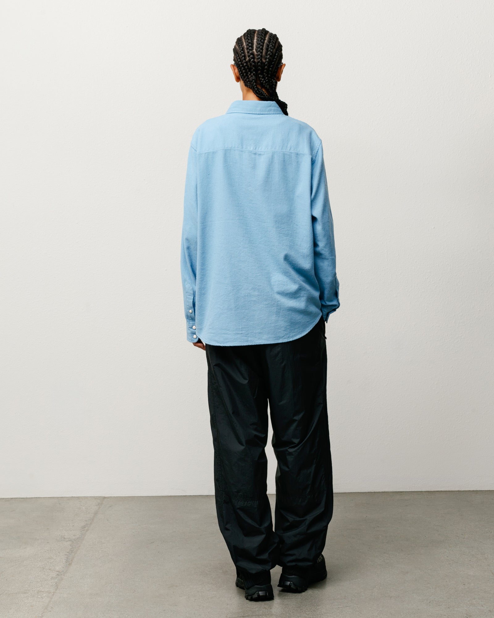 Cotton Silk Western Shirt Unisex Long Sleeve in Blue