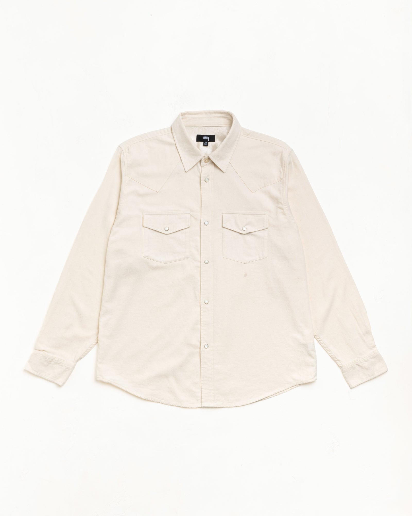 Cotton Silk Western Shirt in Off White