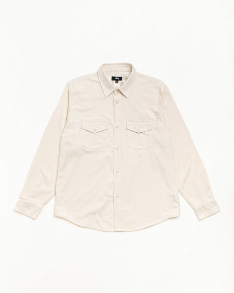 Cotton Silk Western Shirt in Off White