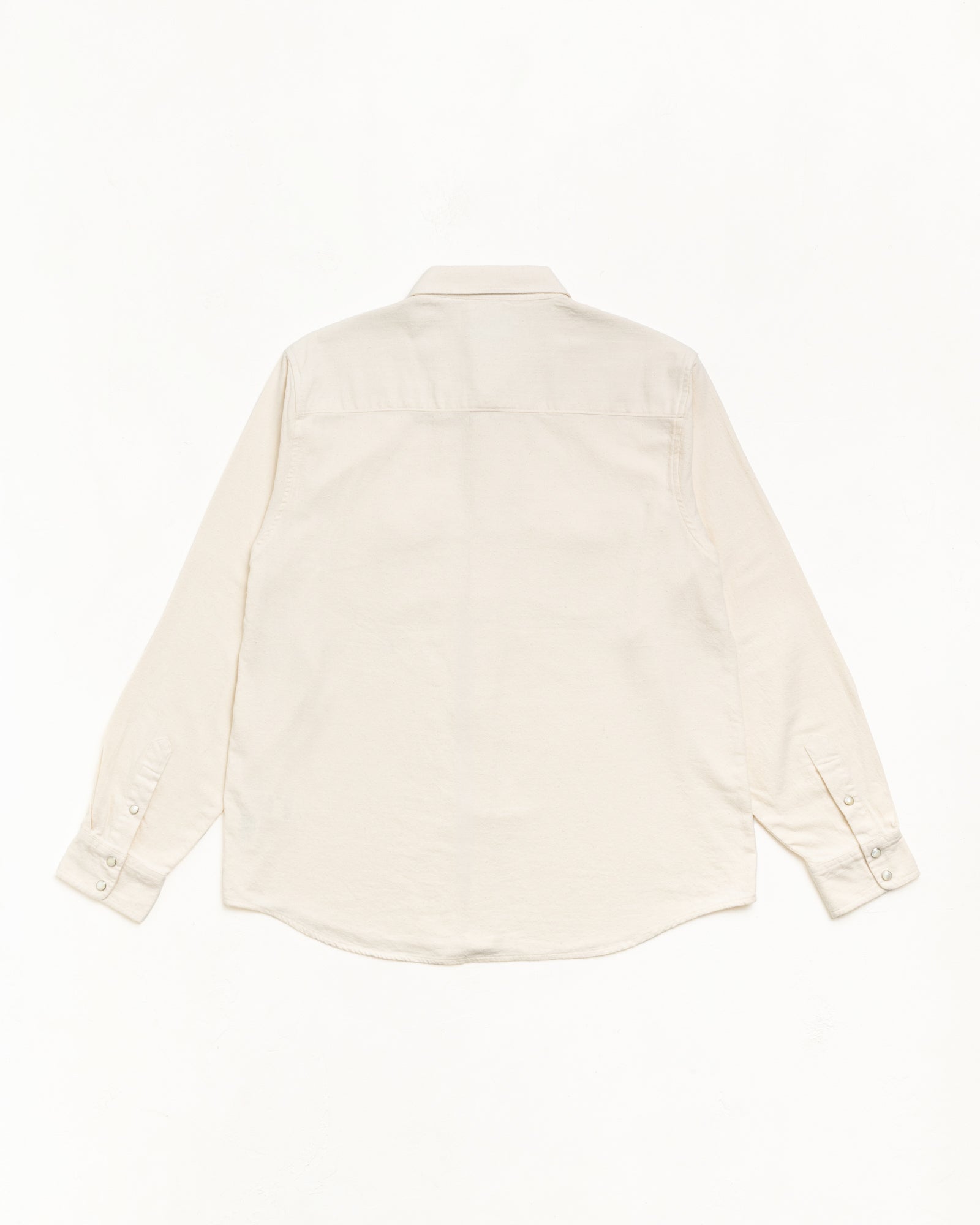 Cotton Silk Western Shirt in Off White, long-sleeve back view