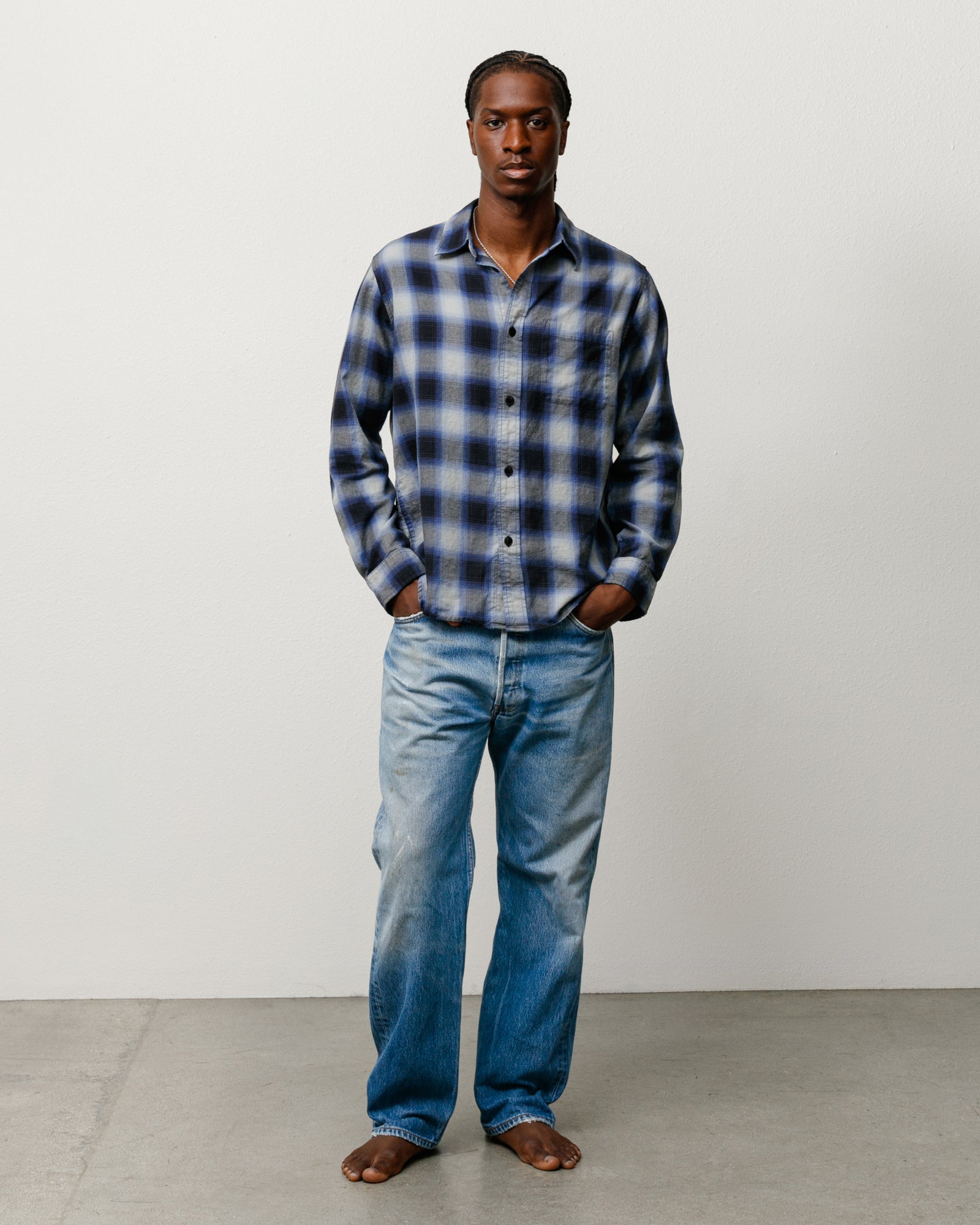 Beach Ombre Plaid Shirt in Black