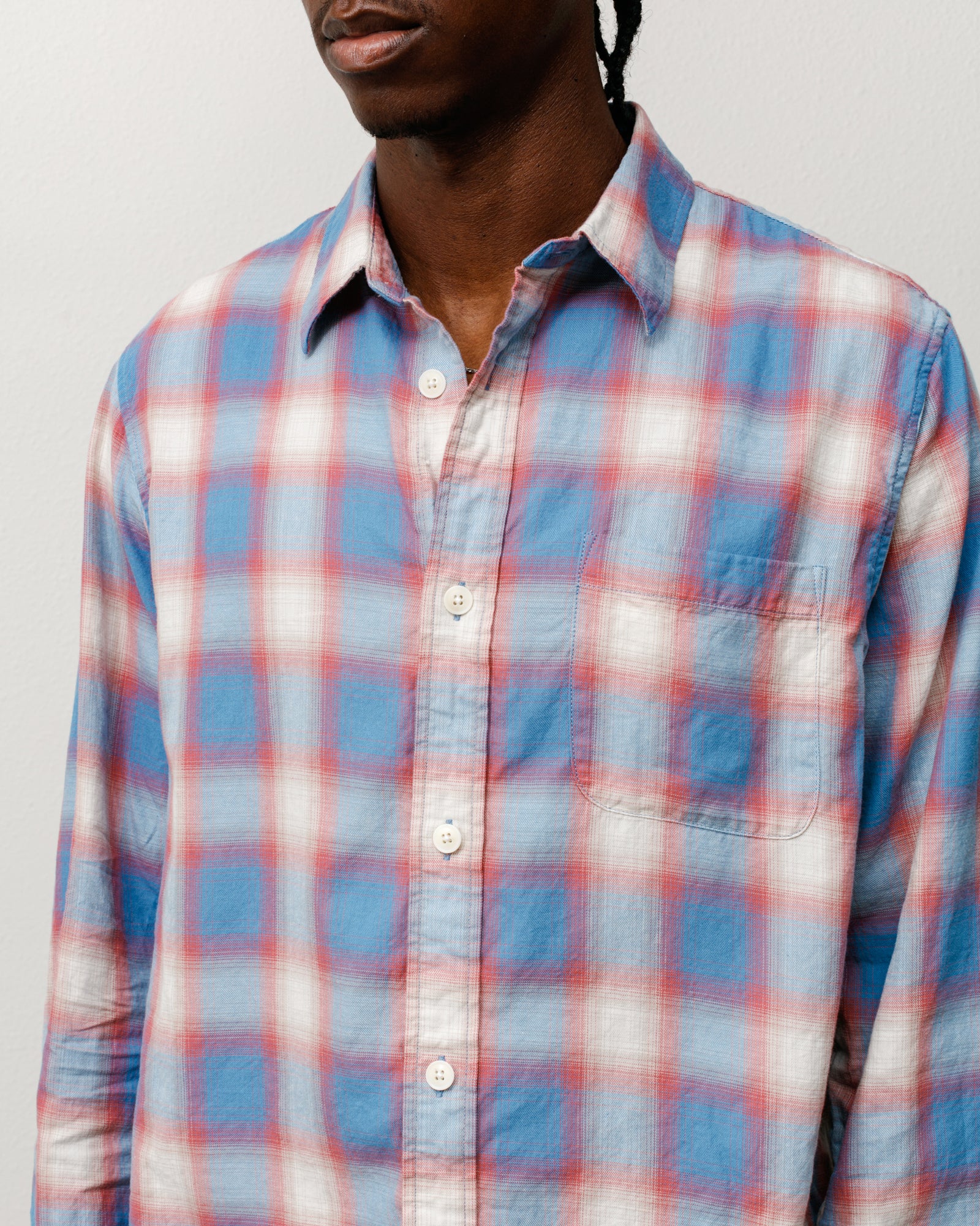 Beach Ombre Plaid Shirt in Blue