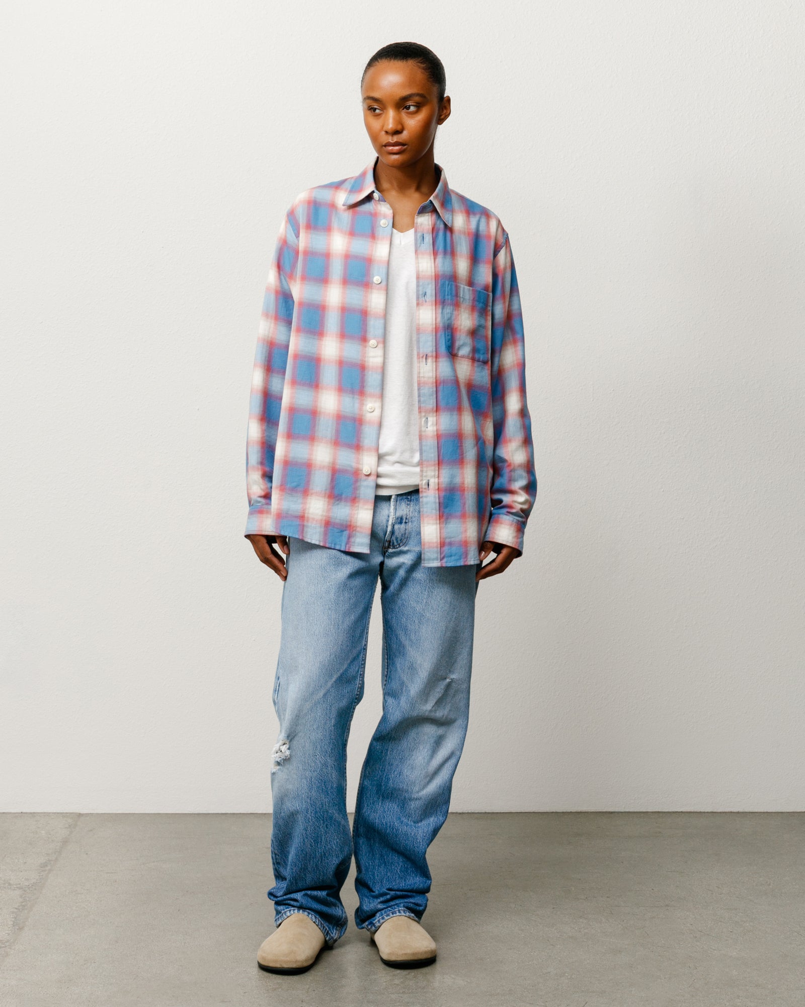 Beach Ombre Plaid Shirt in Blue