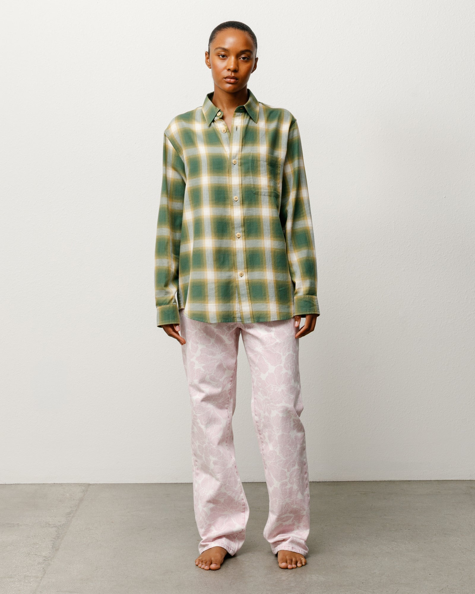 Beach Ombre Plaid Shirt in Green