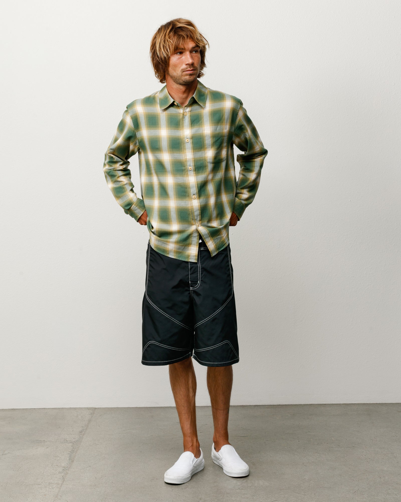 Beach Ombre Plaid Shirt in Green