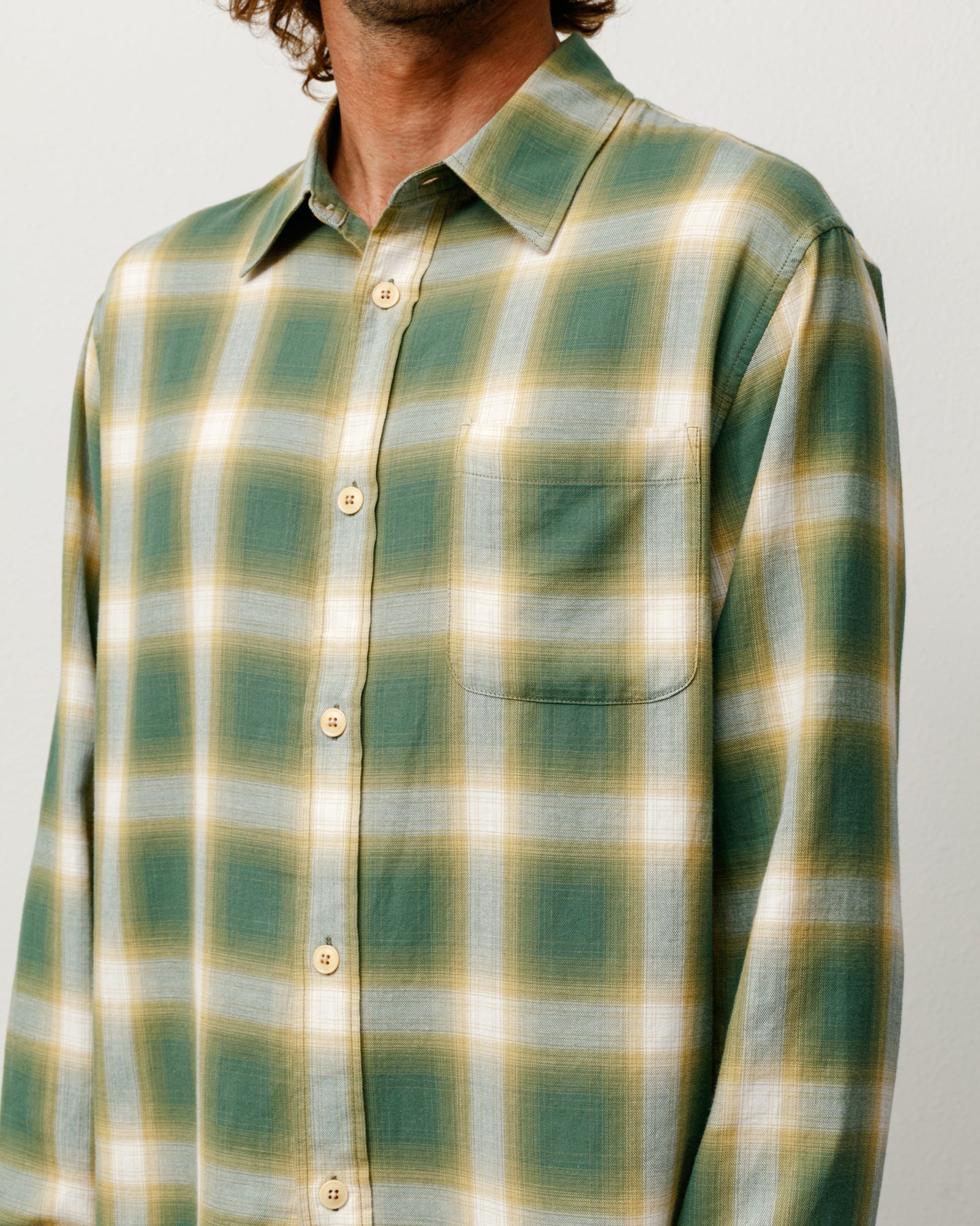 Beach Ombre Plaid Shirt in Green