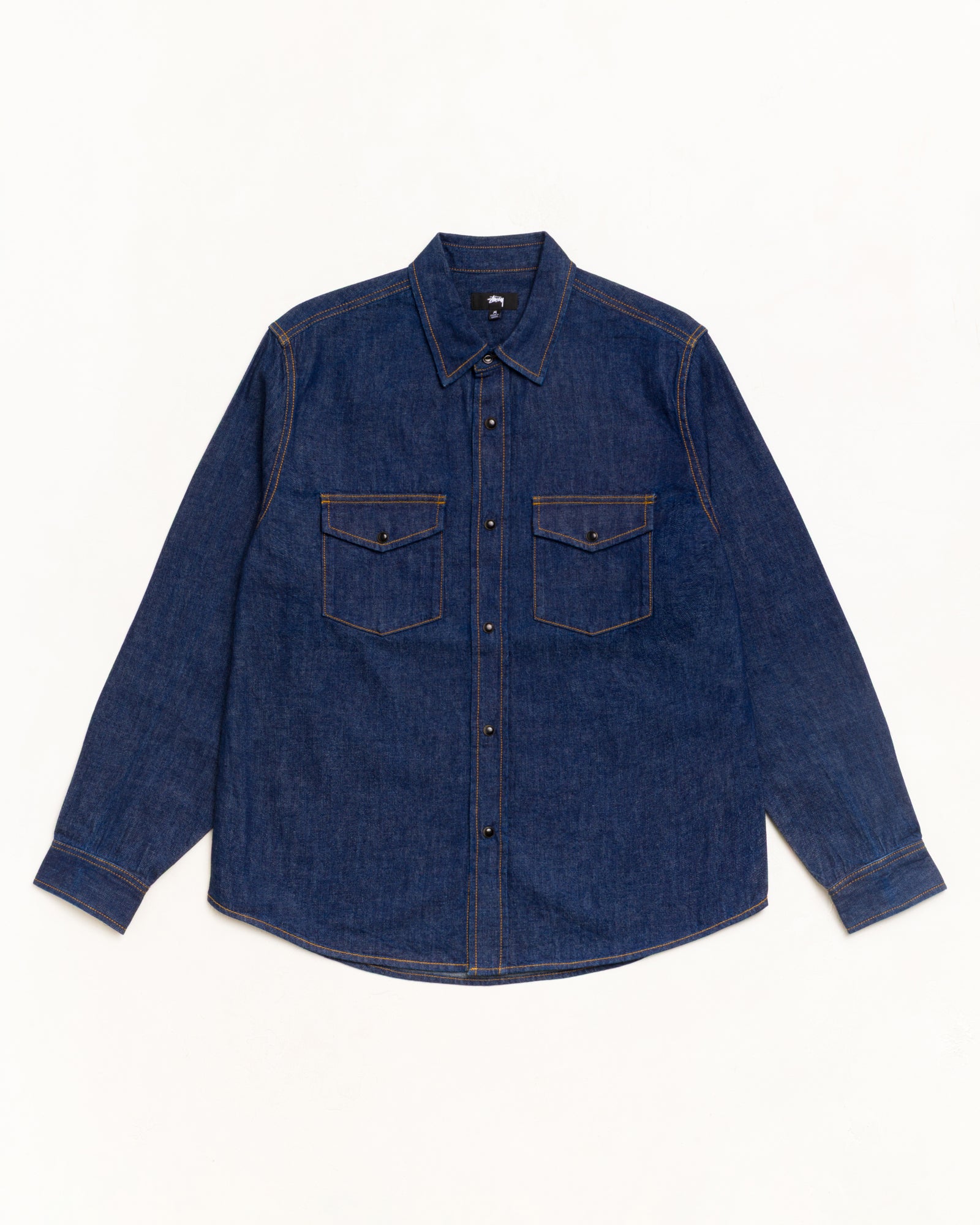 Denim Western Shirt Unisex Long Sleeve In Dark Denim | hero:main:collection:new-arrivals,shirts,tops-shirts,all,tees,outerwear,denim,knits,accessories,sunglasses,hoodies,sweats,mens-hoodies-sweatshirts,shorts,pants,bottoms,crew-sweats,zip-ups,swim,sweatpants,graphics,lazy-tees,swim,basic-9twenty,button-ups,shorts,cargos,denim-jeans,bottoms,bags,belts,wearables,gear,footwear,button-ups,basic-tops,jerseys,big-ol,classics,slim,jackets,all, | product-card-slider