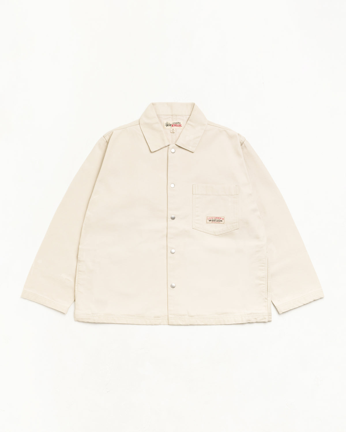 Canvas Work Overshirt Unisex Long Sleeve In Bone